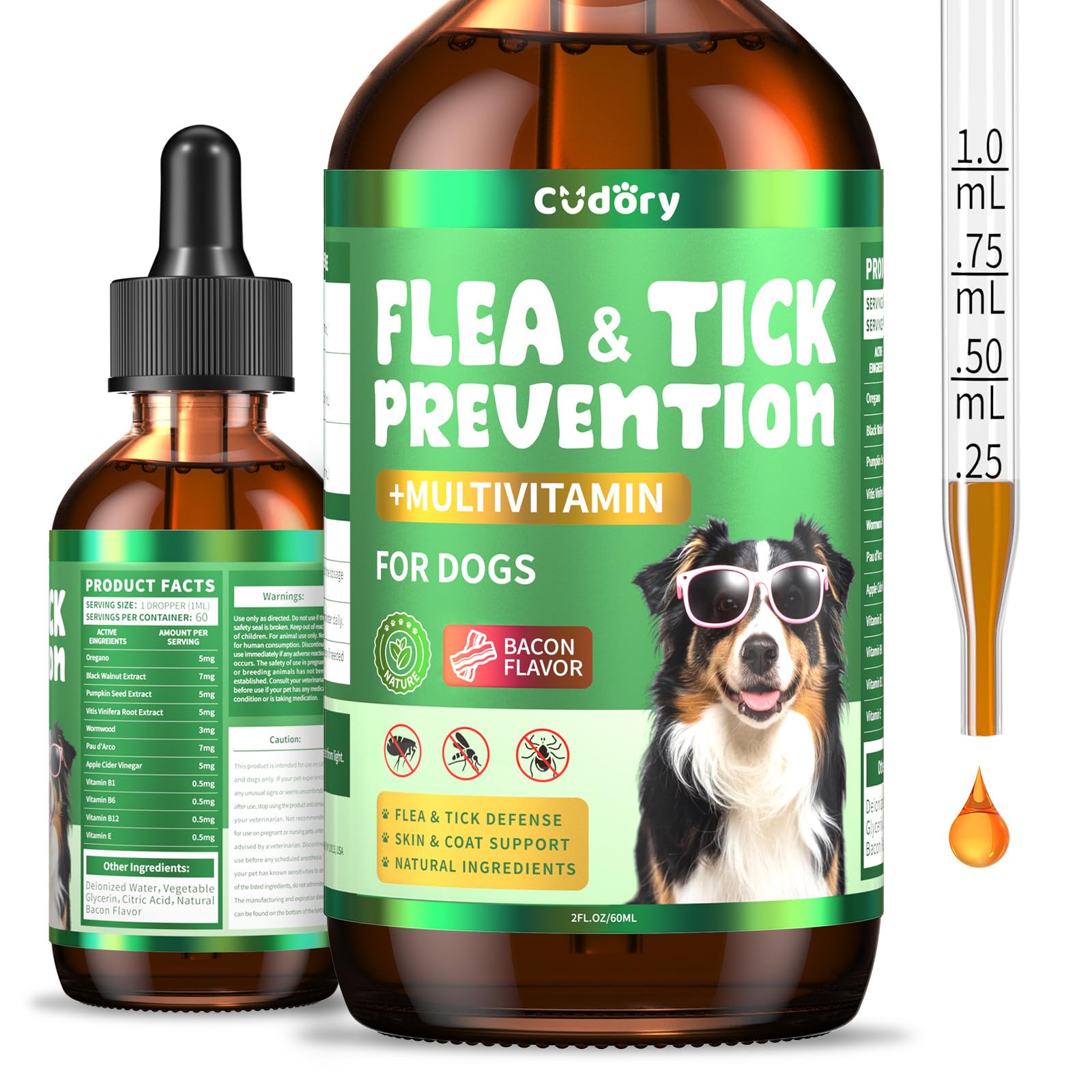 Oral Flea & Tick Support for Dogs Herbal Liquid with Multivitamins