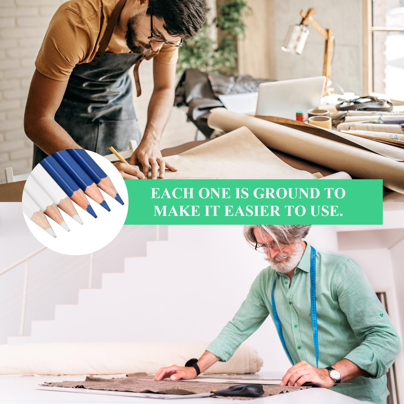 12 Matite Idrosolubili Per Sarto - Bianche, Per Cucito, Trapuntatura, Marchiatura Tessuti, Facili Da Rimuovere - Foto 8