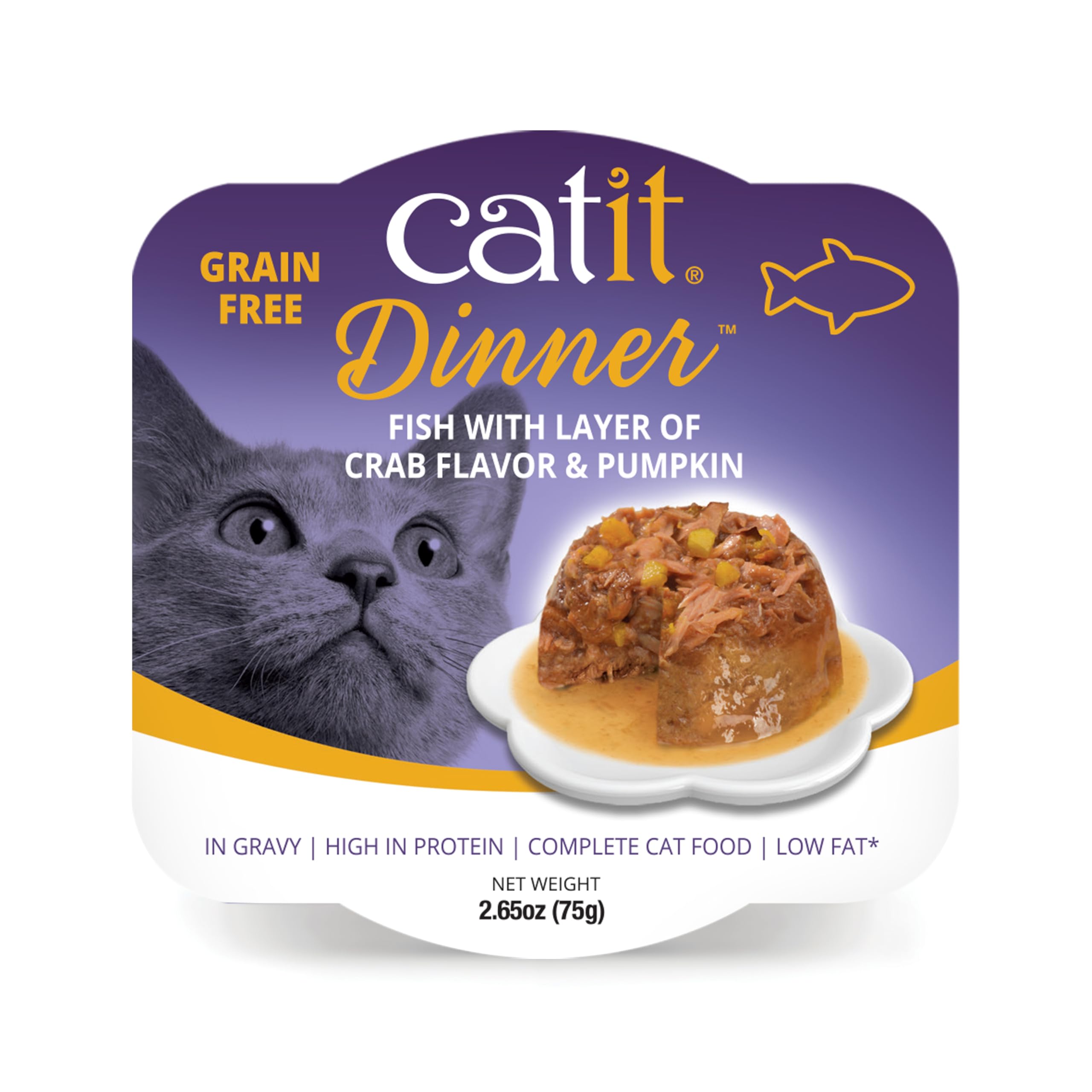 Catit Cuisine Dinner, Fish with Pumpkin, Wet Cat Food for Adult Cats 1x75g