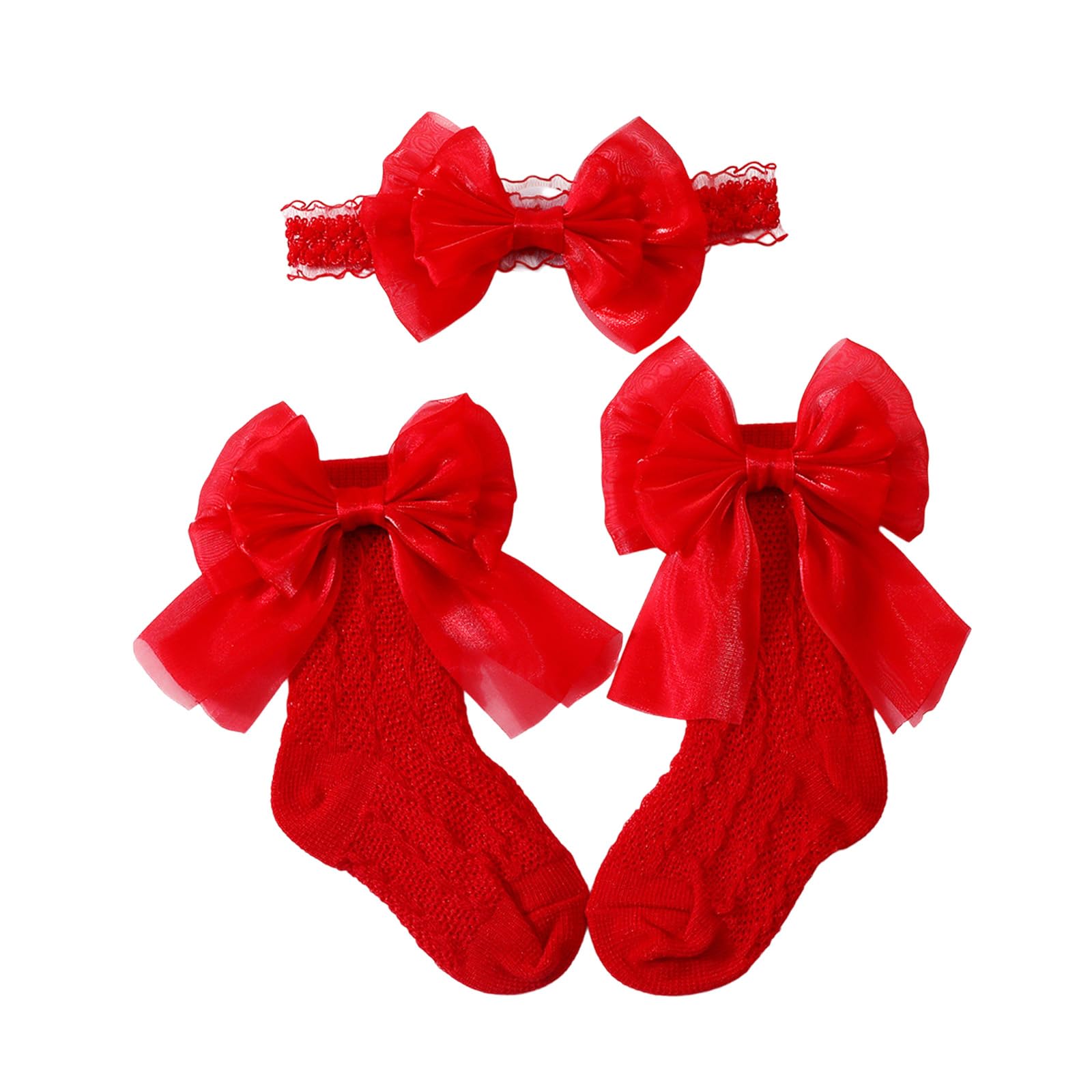 Kalttoy Bowknot Design Baby Headband and Socks Coordinated Set for Newborns Toddler Multiple Color Baby Headband Set
