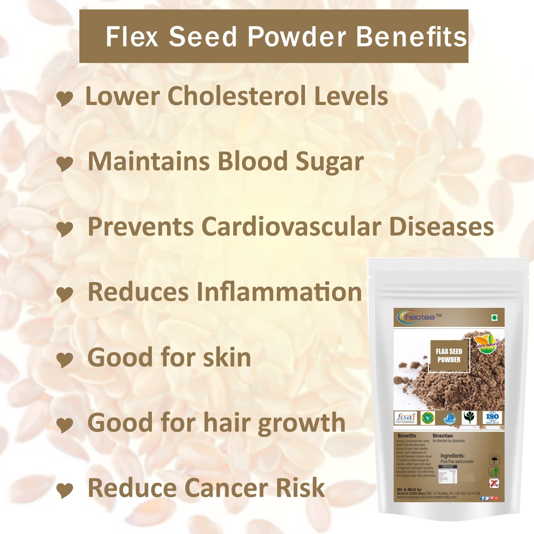 Neotea Flax Seed Powder 1 Kg - Image 2 thumbnail