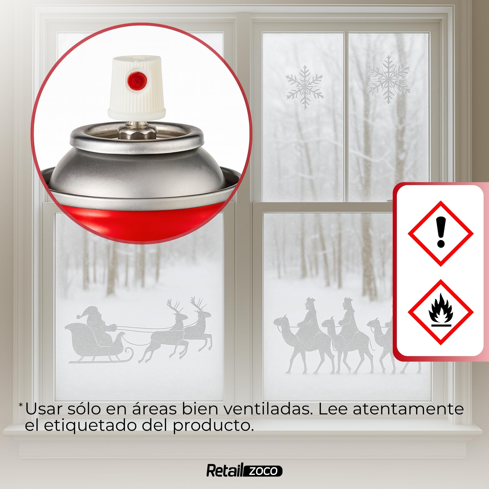 Espuma Nieve Artificial, Spray Decoración Navidad, Pulverizador de Nieve, Bote Spray Efecto Nieve, Copos de nieve artificial, Uso en interior, Utilizado en arbol de navidad, 12 botes de 250 ml - imagen 6