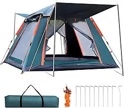 Tenda de Camping, 4-6 Pessoas Barraca de Camping Pop-up Automática, com 2 Janelas Mosquiteiro e Foyer Integrado, Barraca de Automática Tenda Dome, 240 x 240 x 155 cm