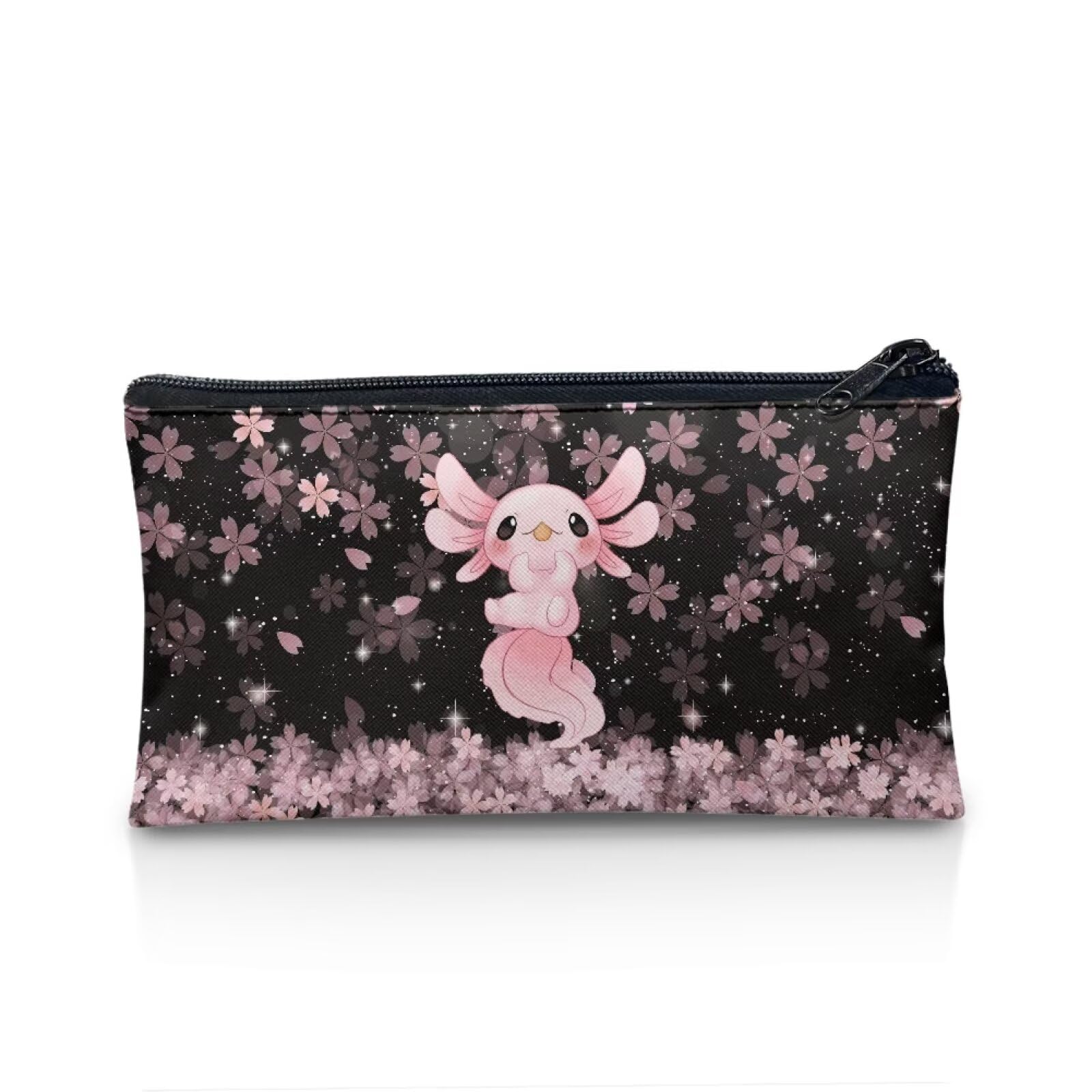 UOIMAG Cherry Blossom Axolotl Pencil Case for Girls School Stationery Pencil Bag Cute Pencil Pouch