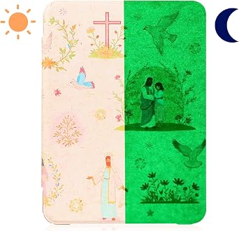 E NET-CASE Christian Bible Pattern Case for Kindle Paperwhite 12th Gen 2024 Released 7" & Kindle Colorsoft Signature Edition,Fluorescent Light Clear Back Shell Durable PU Leather Cover,Deep Blue