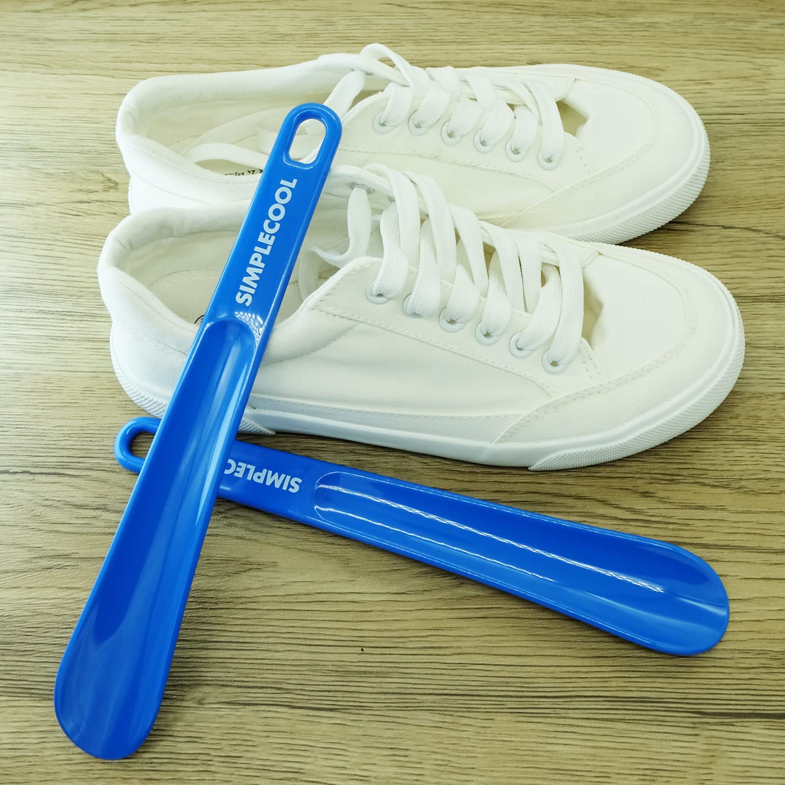SIMPLECOOL Bocina de plástico para zapatos, cuernos portátiles de viaje. Cuchara duradera para zapatos para hombres, mujeres, personas mayores y niños., Azul/9.8 pulgadas, 25cm