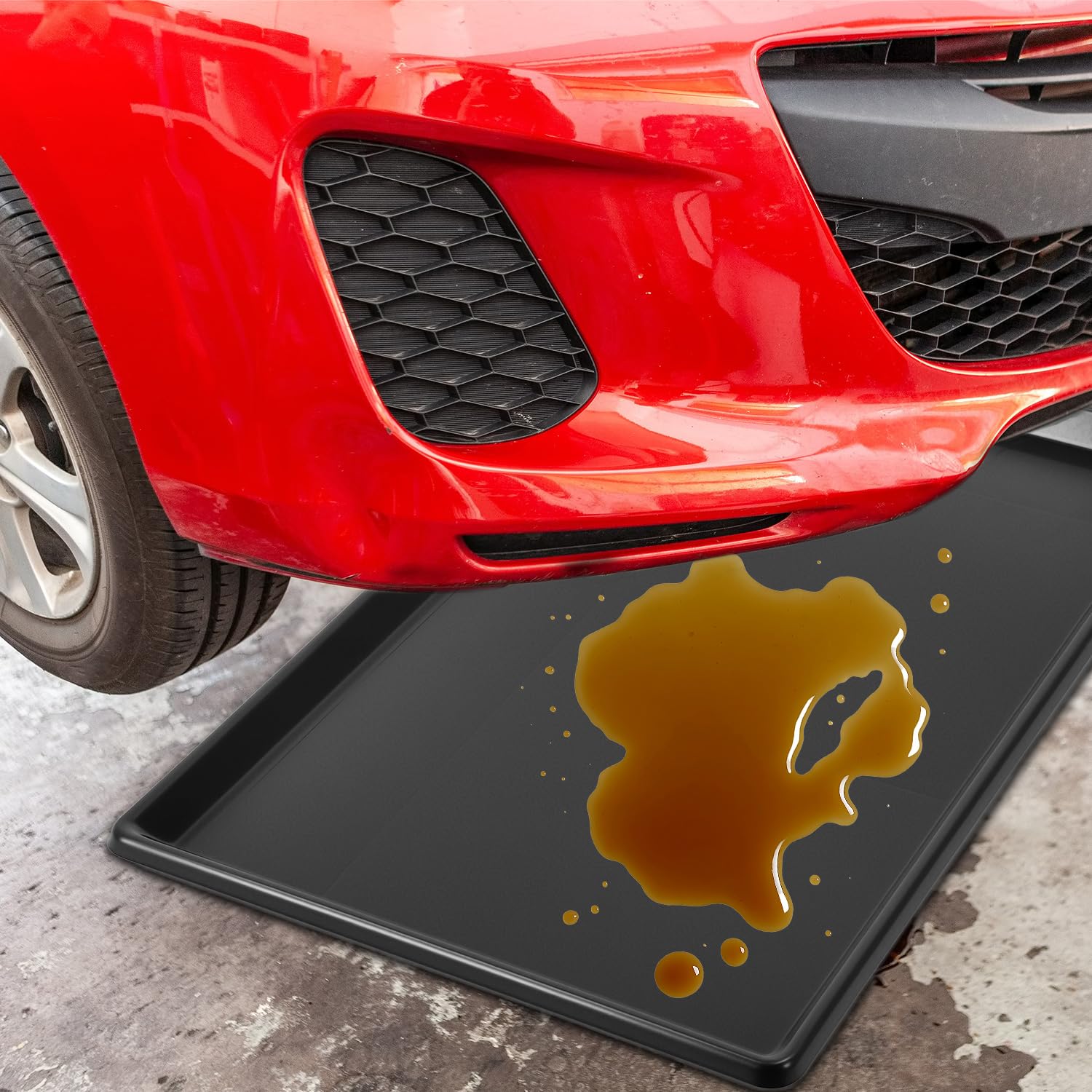 QWORK® 2 Stück Extra Große Ölauffangwannen, 90 x 55 cm Kunststoff Ölauffangbehälter, zum Auffangen von Motoröl, Getriebeöl