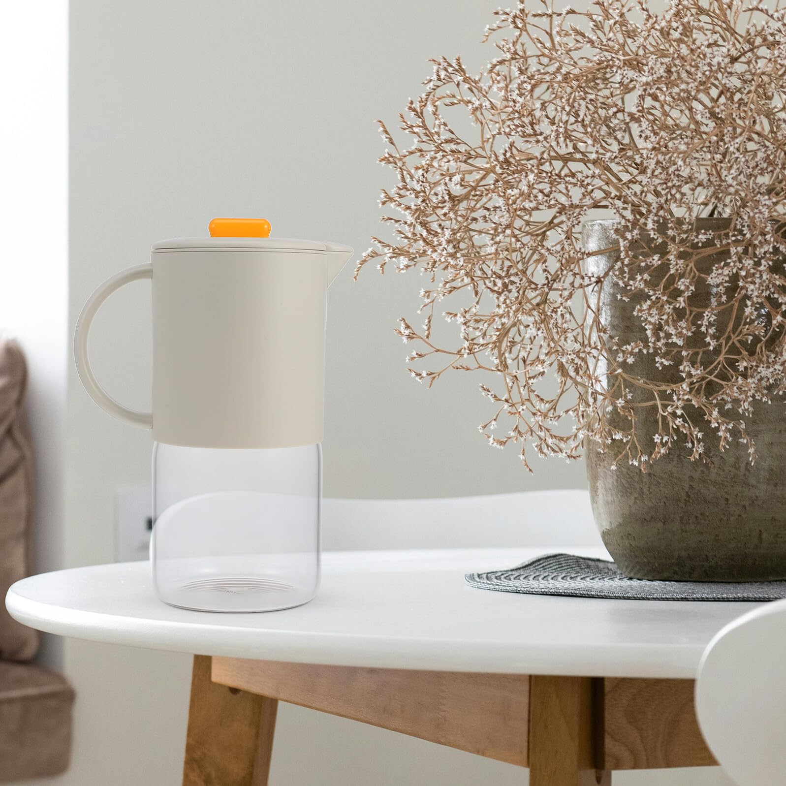 Jarra de Agua Grande con Tapa Automática Capacidad Amplia para Jugos y Bebidas Frías Resistente y Fácil de Limpiar para Hogar y Fiestas