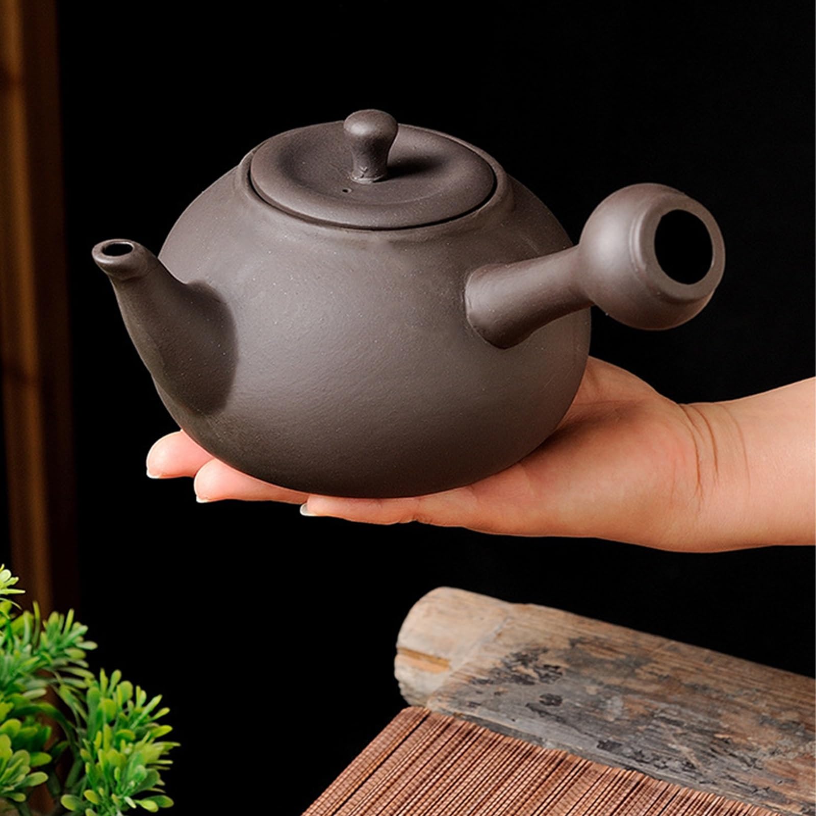 Teiera con filtro in vetro, teiera in argilla viola, bollitore for il tè sul piano cottura, pentola fatta a mano, macchina for a foglie sciolte Kung Fu(Nero)