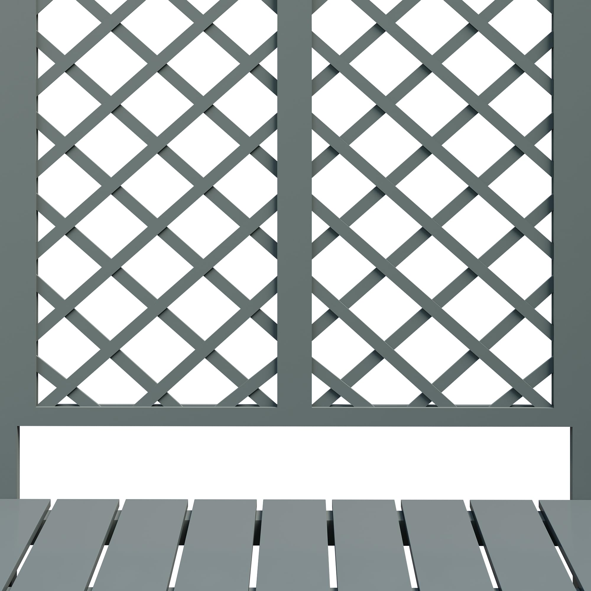 Merax Jardinière avec treillis et banc, gris, bois de sapin massif, debout, 169 x 145 x 42 cm