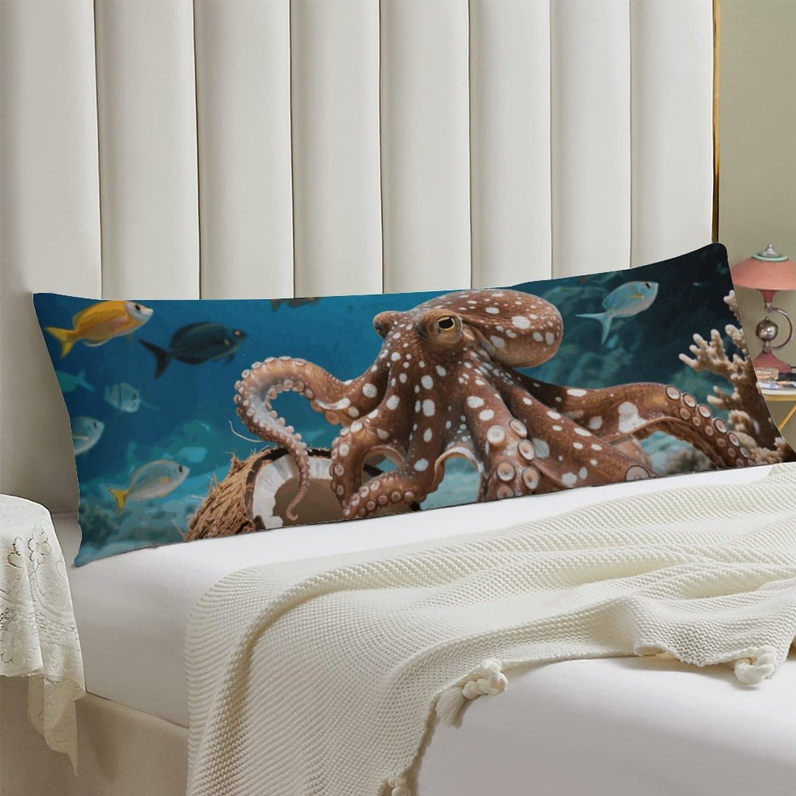 Body Pillow Cover 20x54 Long Pillow Case with Invisible Zipper Breathable Microfiber Coconut Octopus Pillowcase Soft Cozy Protector for Bedroom Couch Sofa Bed Home Decor All Seasons