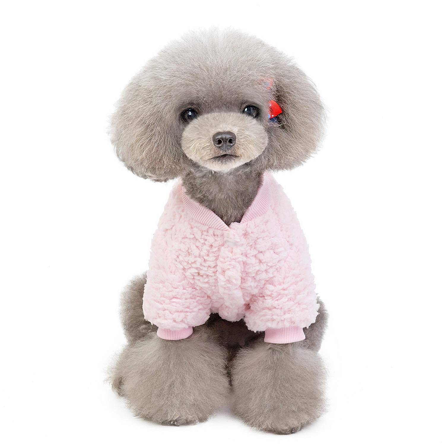 SMALLLEE_LUCKY_STORE Soft Sherpa Fleece Jumper for Small Dog Cat Sweatshirt Jacket Pullover Sweater Puppy Kitten Winter Coat Warm Pet Clothes,Baby Pink M - Image 4