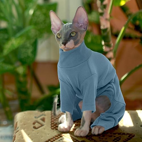 Miniatura 9 de ROZKITCH Ropa de gato sin pelo, transpirable y suave solo para gatos, abrigo de gato con cuatro patas, suéter cálido para gatos, camiseta de gato,