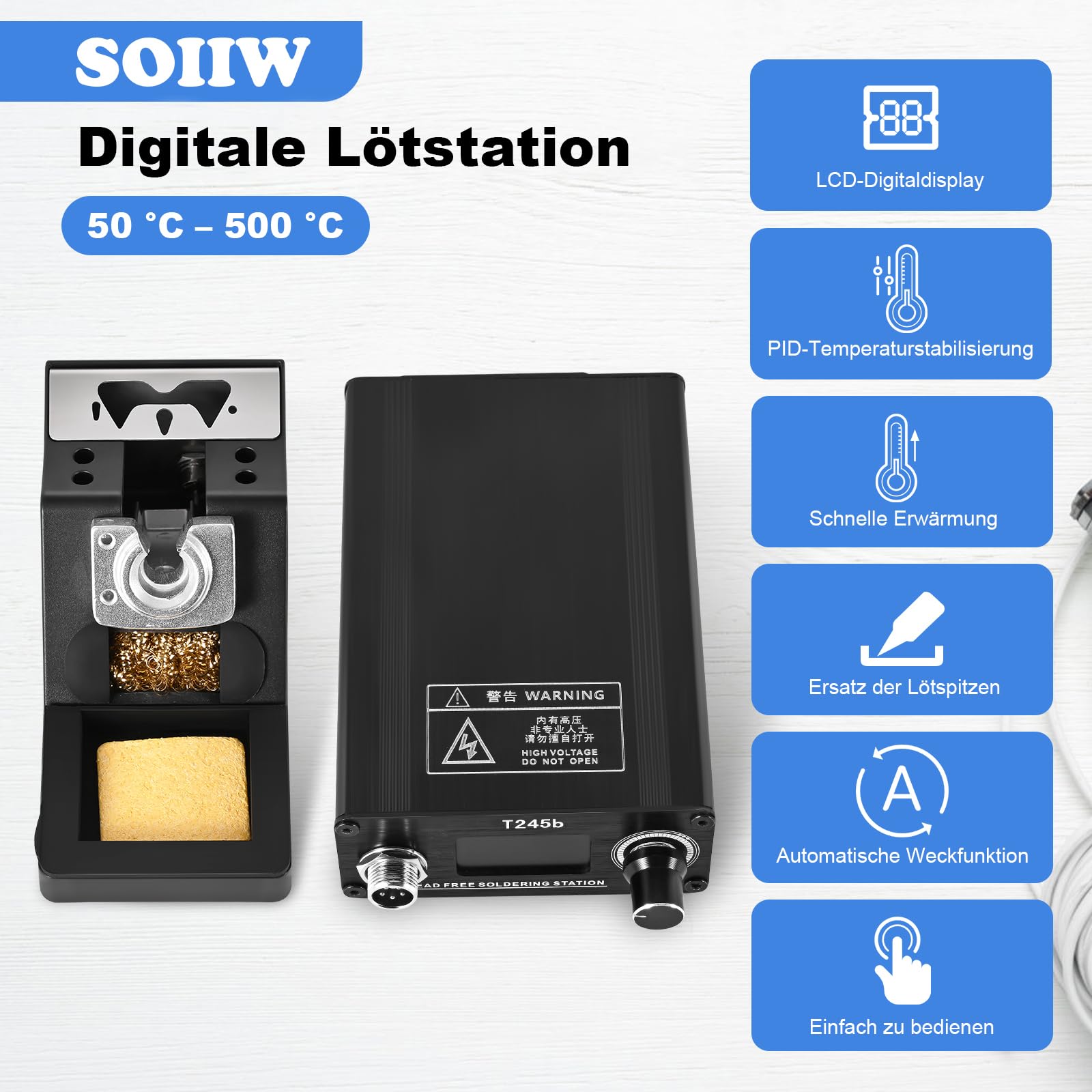 Stazione di saldatura T245b fai da te elettronica, manico in lega di alluminio e supporto per impugnatura 100-240 V, 180 W, spina USA C245, punte di saldatura I K IS