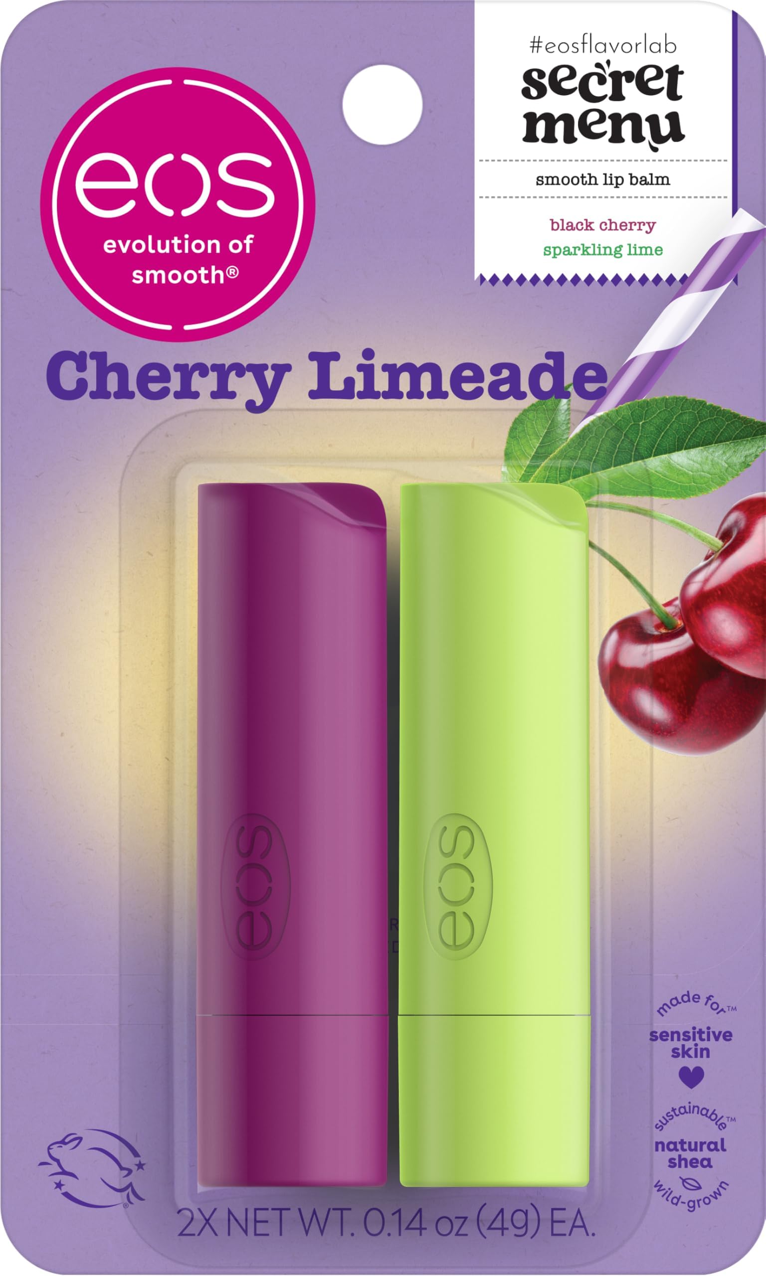 eos Flavor Lab Secret Menu Lip Balm - Cherry Limeade, Limited-Edition, Moisturizing, Hydrating for Dry Lips, Variety Pack, 0.14 oz, 2-Pack