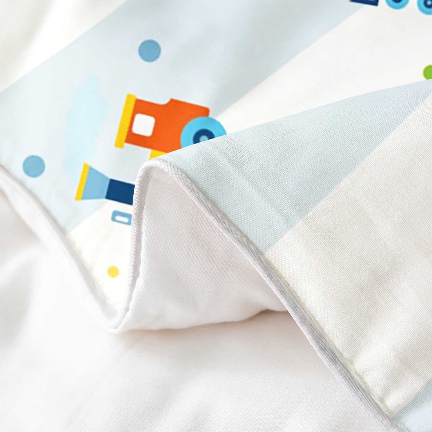 Loussiesd Zug 100% Baumwolle Bettwäsche Set 135x200cm Auto Vehies Drucken Bettbezug Set Nette Züge Betten Set für Kinder Bettwäsche Ultra Weich Raum Dekor Bettbezug Reißverschluss Verschluss