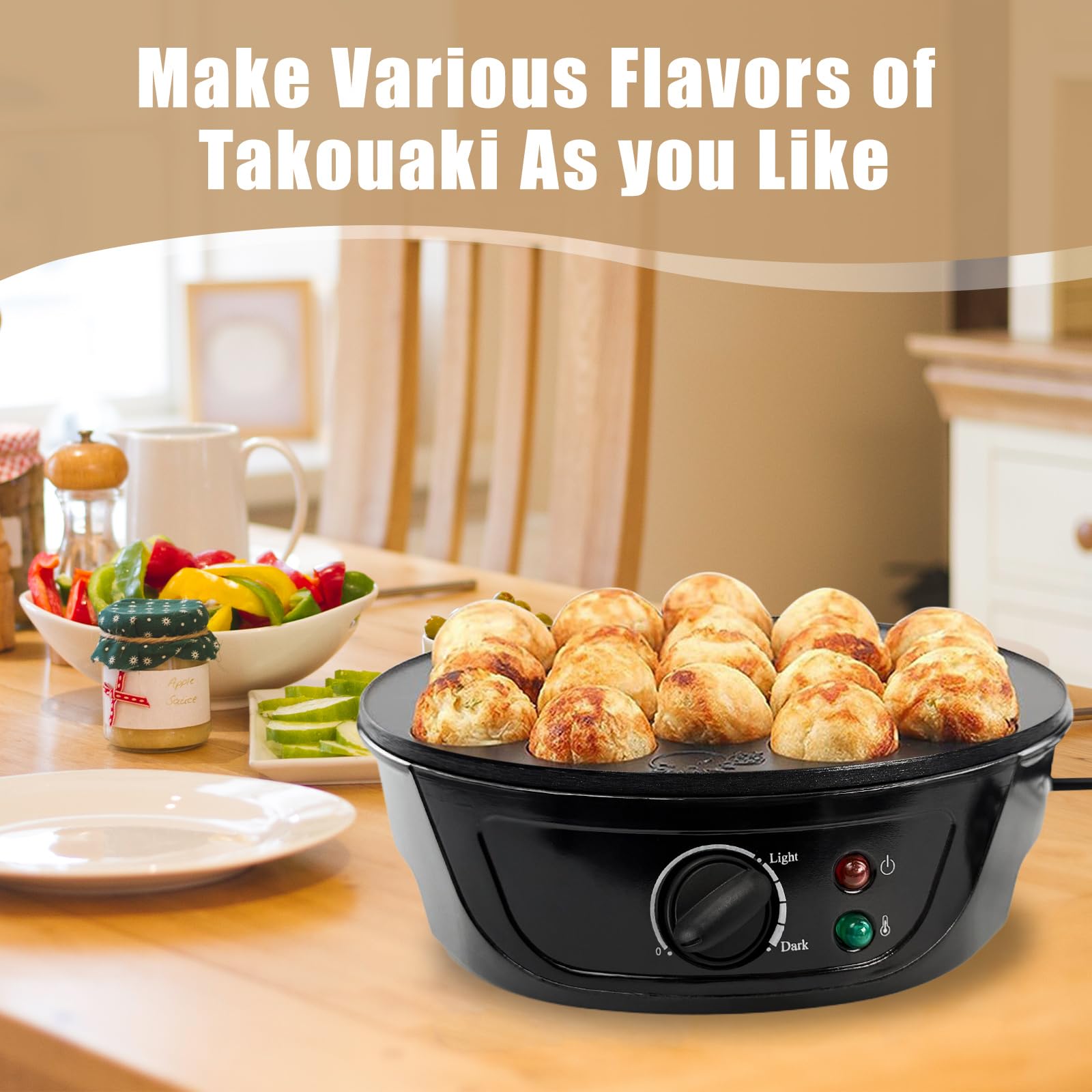 Takoyaki Maker 750W 18 fori Antiaderente 220-240V Macchina per Palline di Polpo Giapponesi