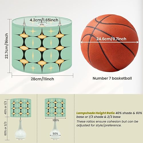 Miniatura 2 de Lampshades Green Lamp Shades 1 Pack Mid Century Vintage Modern Retro Atomic Geometric Drum Lamp Shades for Table Lamps Floor Lamps Replacement Easy