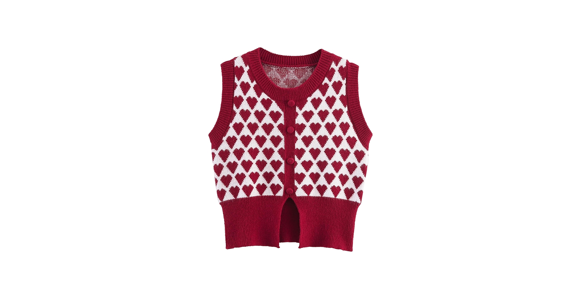 CUFEZN Women's Y2K Sweater Vest, Heart Jacquard Knit Pattern