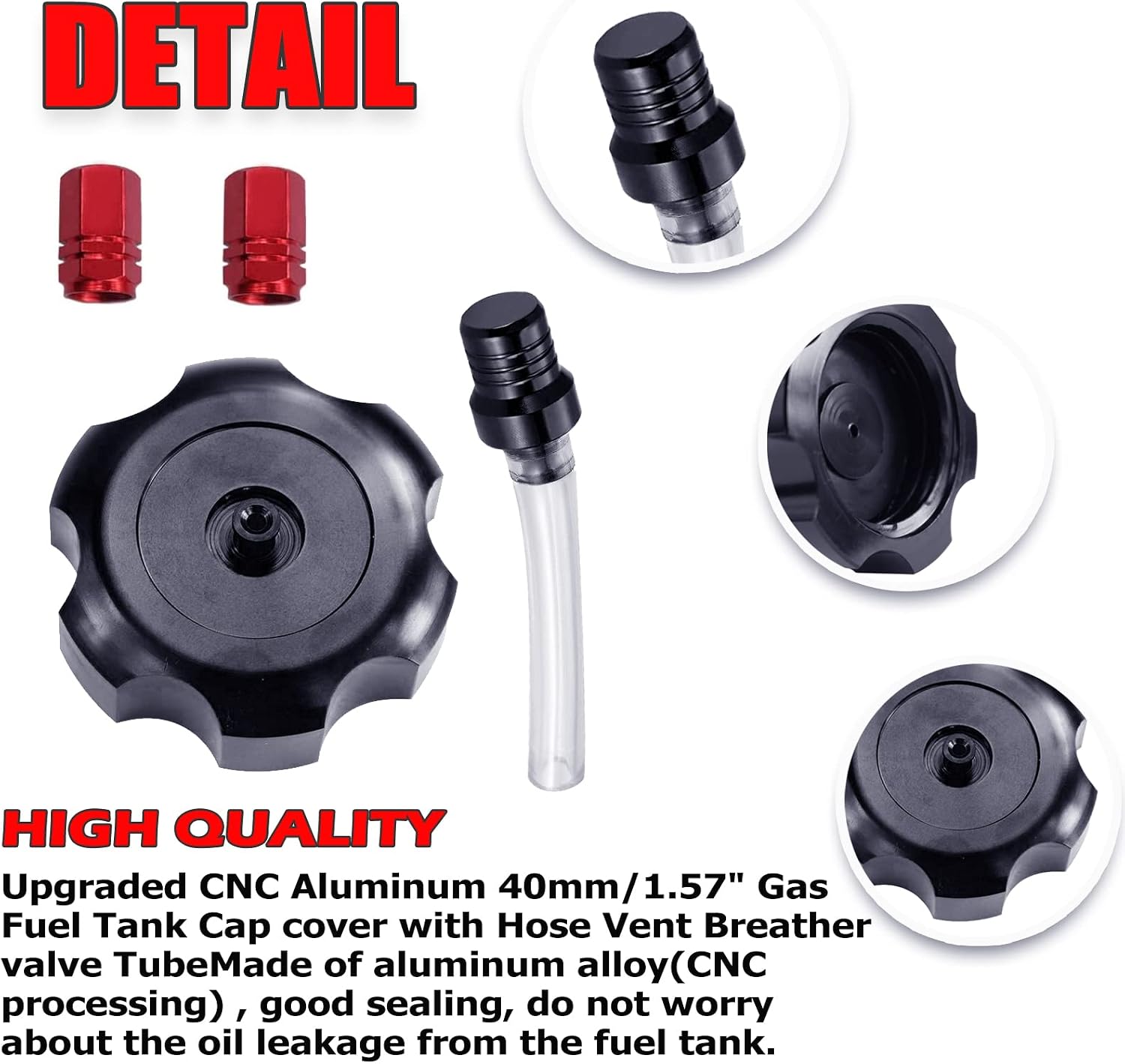 40mm CNC Gas Fuel Tank Cap with Vent Breather Tube for TaoTao Coolster Roketa Sunl Baja Buyang Sunl 50cc 70cc 90cc 110cc 125cc Chinese ATV Quad 4 Wheeler