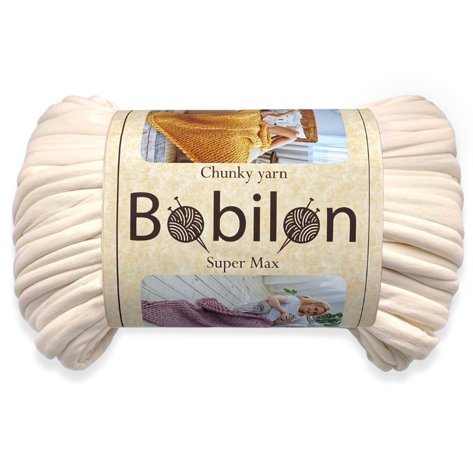 Arm Knitting Giant Yarn - Filato di cotone jumbo per magliette, 1,5 kg, per lavori fai da te, tessitura, progetti all'uncinetto, morbido tessuto ecologico, vaniglia