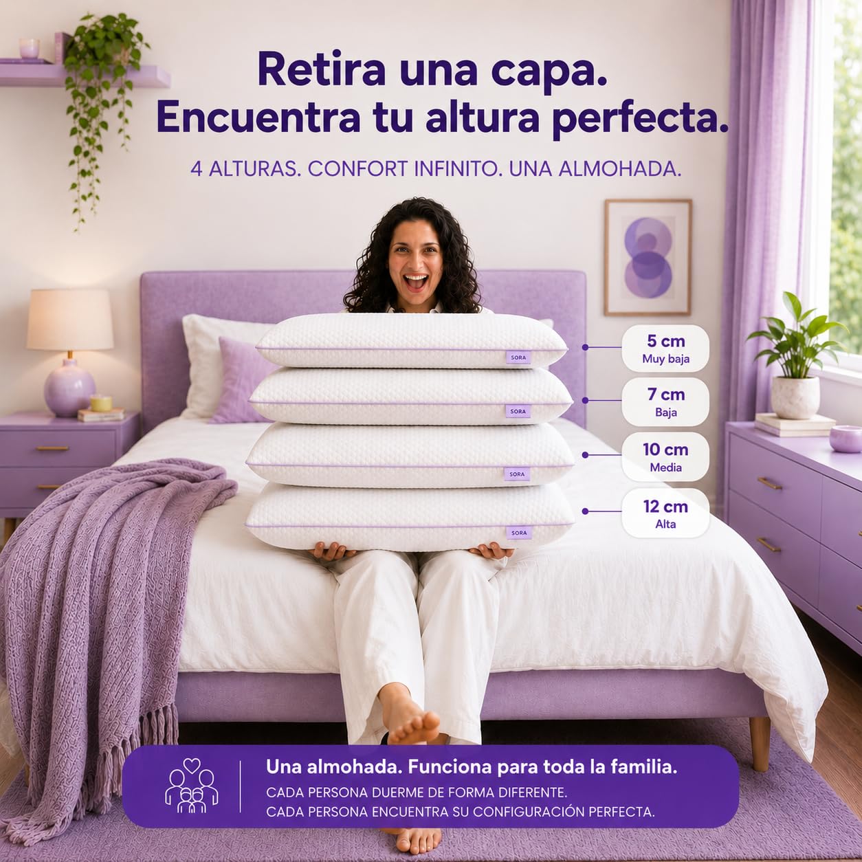 BUDWING Sora Almohada Viscoelástica Ajustable - Altura y Firmeza Regulables - Gel Refrescante, Espuma Suave y Carbón Activo - Funda Lavable - Almohada Ortopédica Cervical 69x39x14cm (1)