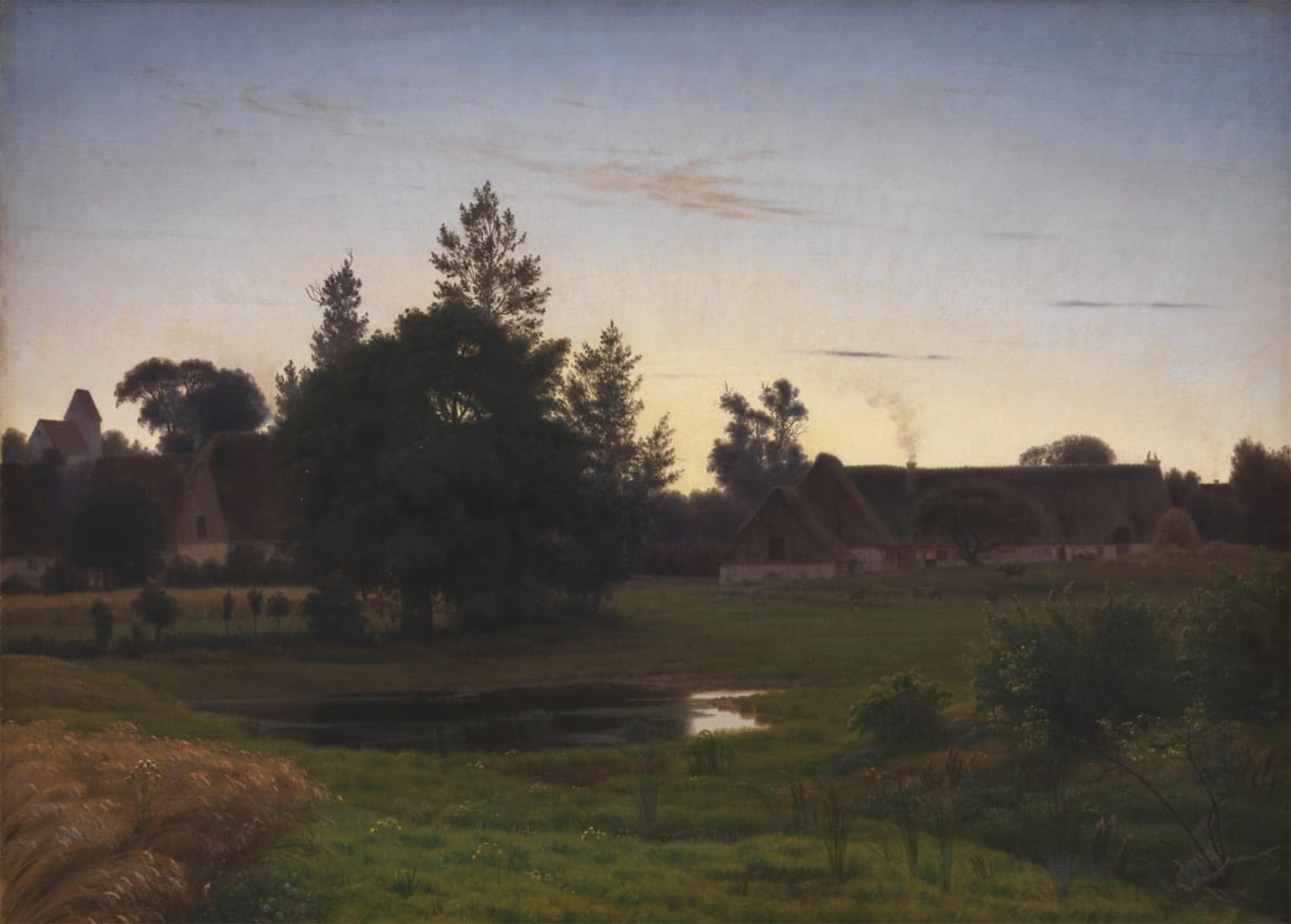 POSTERIIk Vintage Print Pop Art Landscape Artwork After Sunset in the Outskirts of a Village by Vilhelm Kyhn Art Prints for Office Home Decor 60x90cm