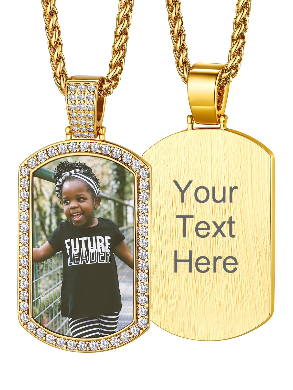 Custom4U Picture Necklace Personalized Photo for Men Women Steel/18K Gold Plated/Black Custom Angel Wings/Heart Pendant Necklace with Picture Memory