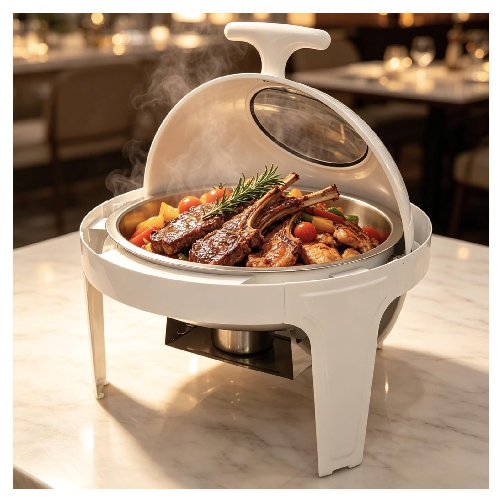 Buffet con scaldavivande roll-top da 6,8 litri con coperchio visivo