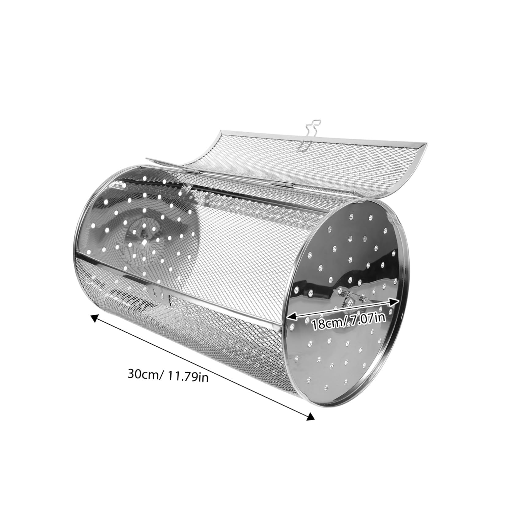 Cesta de Acero Inoxidable para Horno con Rotación Jaula Giratoria para Asar Castañas Nueces y Carne Diseño Seguro con Cierre Resistente y Práctica para Freidora de Aire y Barbacoa