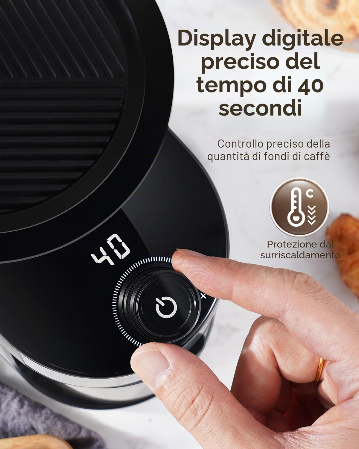 SHARDOR Macina Caffe' Elettrico A Disco, Grinder Elettrico Con 25 Impostazioni Di Macinatura, Macinacaffè Elettrico Con Display Digitale Preciso, Per Caffè Espresso, Caffè A Goccia E Stampa Francese