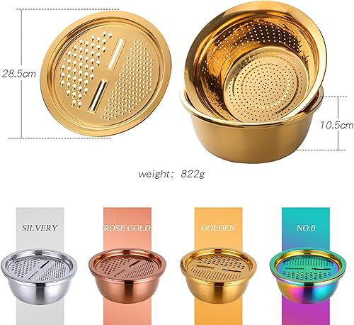 Miniatura 7 de Meisha - Juego de 3 piezas de herramientas de cocina de acero inoxidable 3 en 1 para frutas y verduras, juego de cuencos de malla fina para triturar