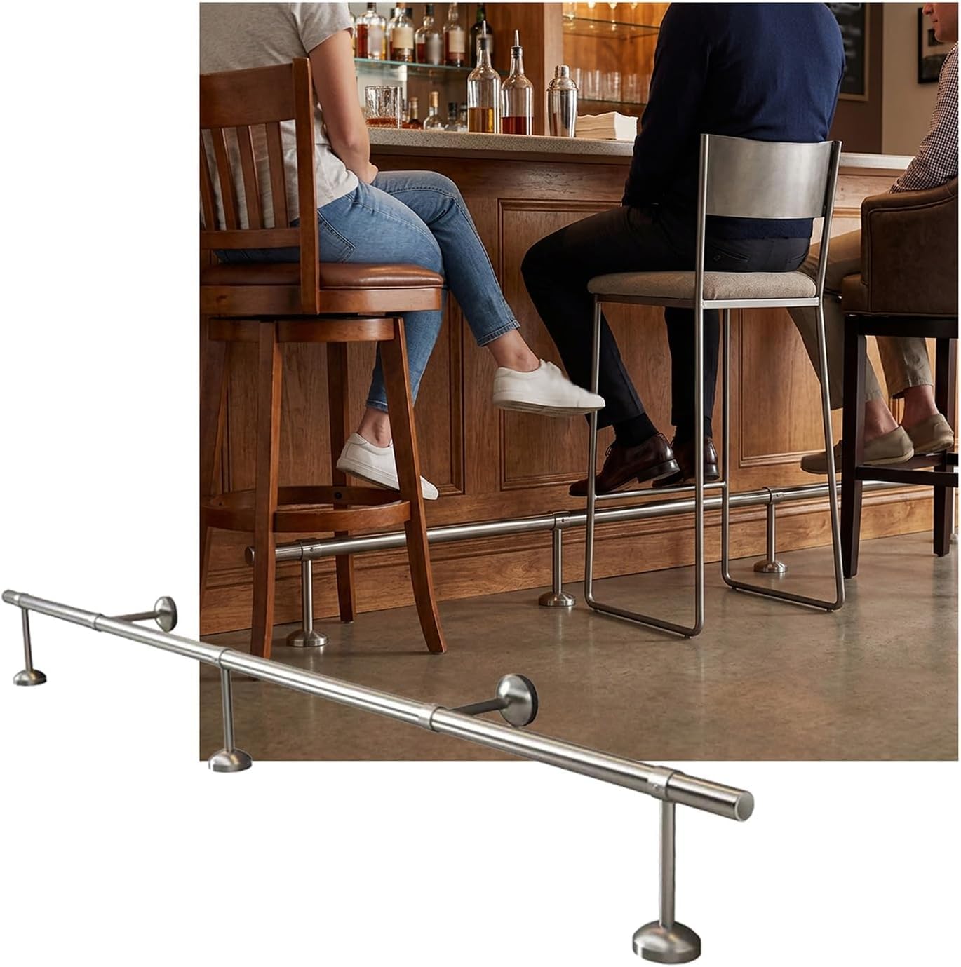 Kit repose-pieds pour barre en acier inoxydable silver 3.0M pour comptoir de restaurant