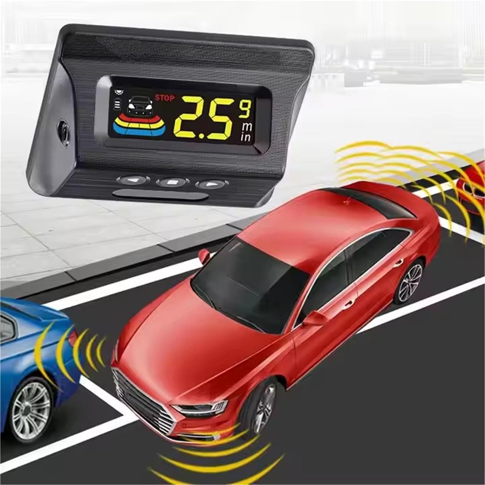 Sensor Estacionamiento Radar Inalámbrico De Aparcamiento para Coche con 4 Sensores, Pantalla LCD Inversa, Detector De Monitor Parktronic para Coche, 22MM