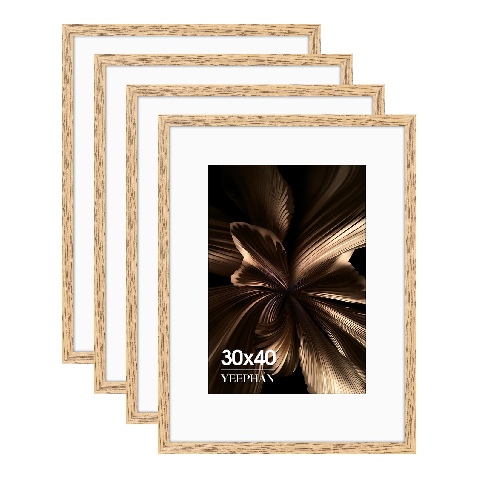 30x40 Picture Frame -30x40 Frames with Mount for A4 Prints,Light Wood Grain