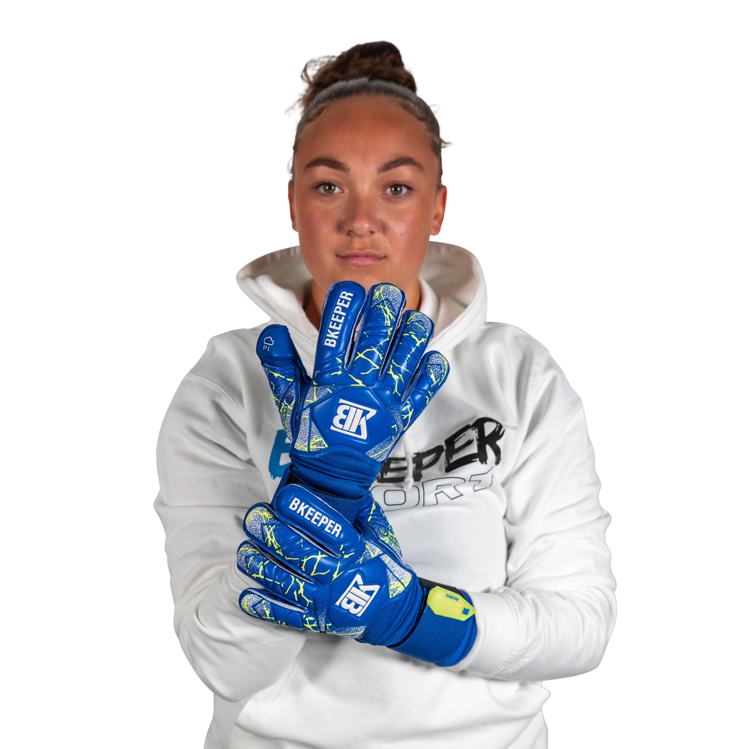 Gants de Gardien Galactic #25 Aqua Enfant, spécial Pluie, Coupe Hybride, Barrettes, Facile à Enfiler