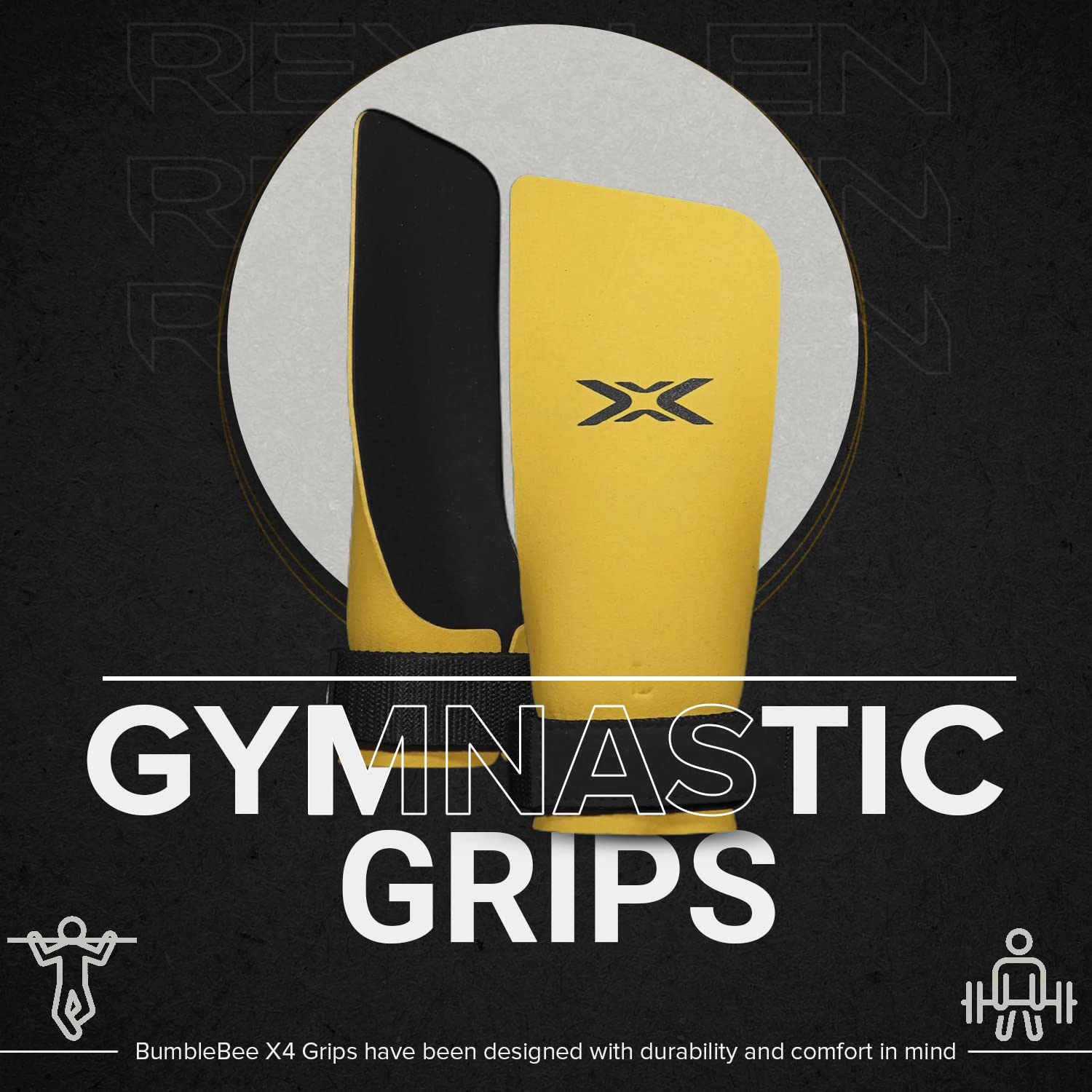 Protection Paume Tractions Poignées De Gymnastique Reyllen BumbleBee X4 - Sans Doigts Pour Crossfit Et Musculation Poignées BumbleBee X4