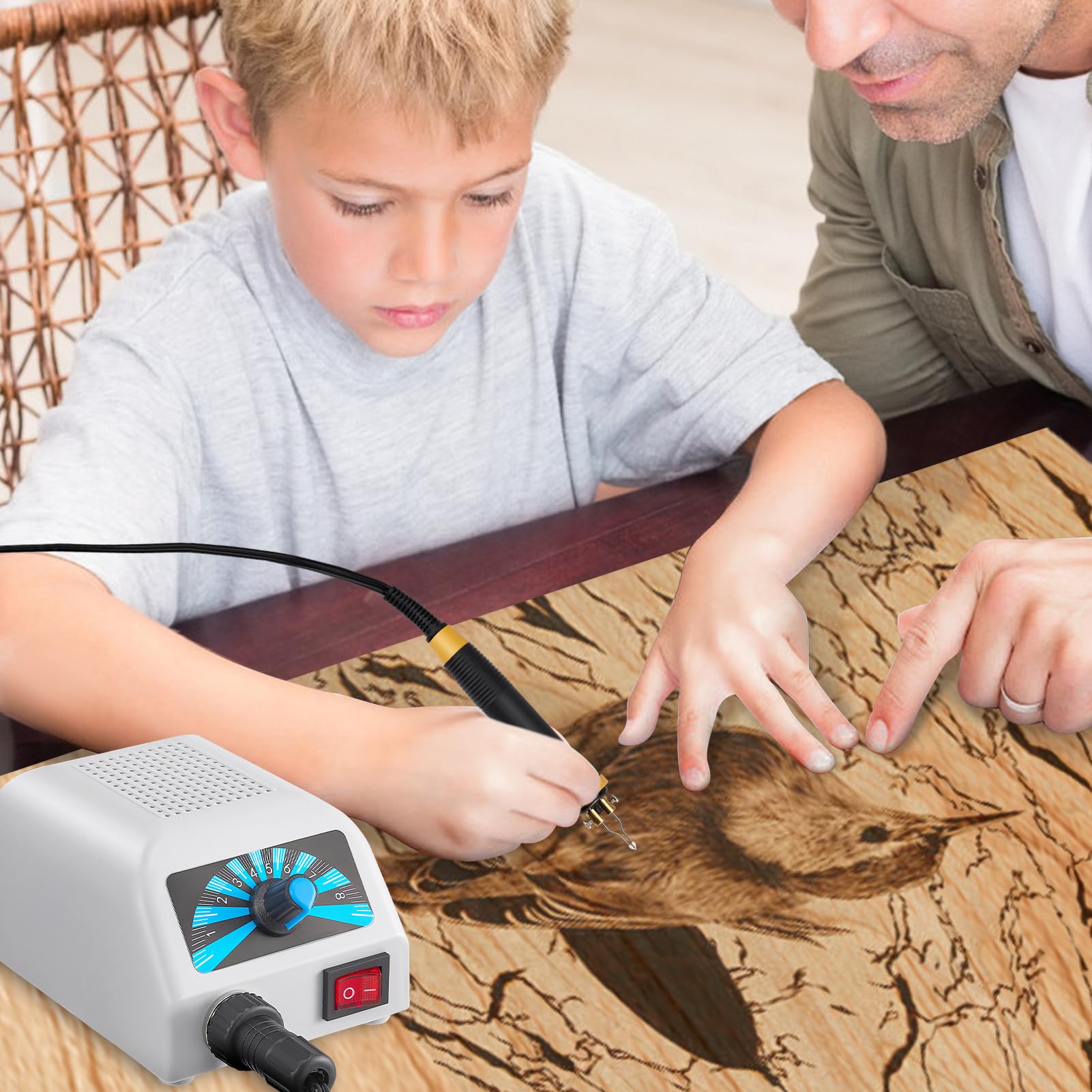 Brandmalerei Set mit Digitalanzeige 280-800°C, Brandmalkolben Profi Holzverbrennungsset mit 30 Drahtspitzen, Schnelles Aufheizen Ergonomischer Griff, für Anfänger DIY Basteln Holz Gravur, Standard