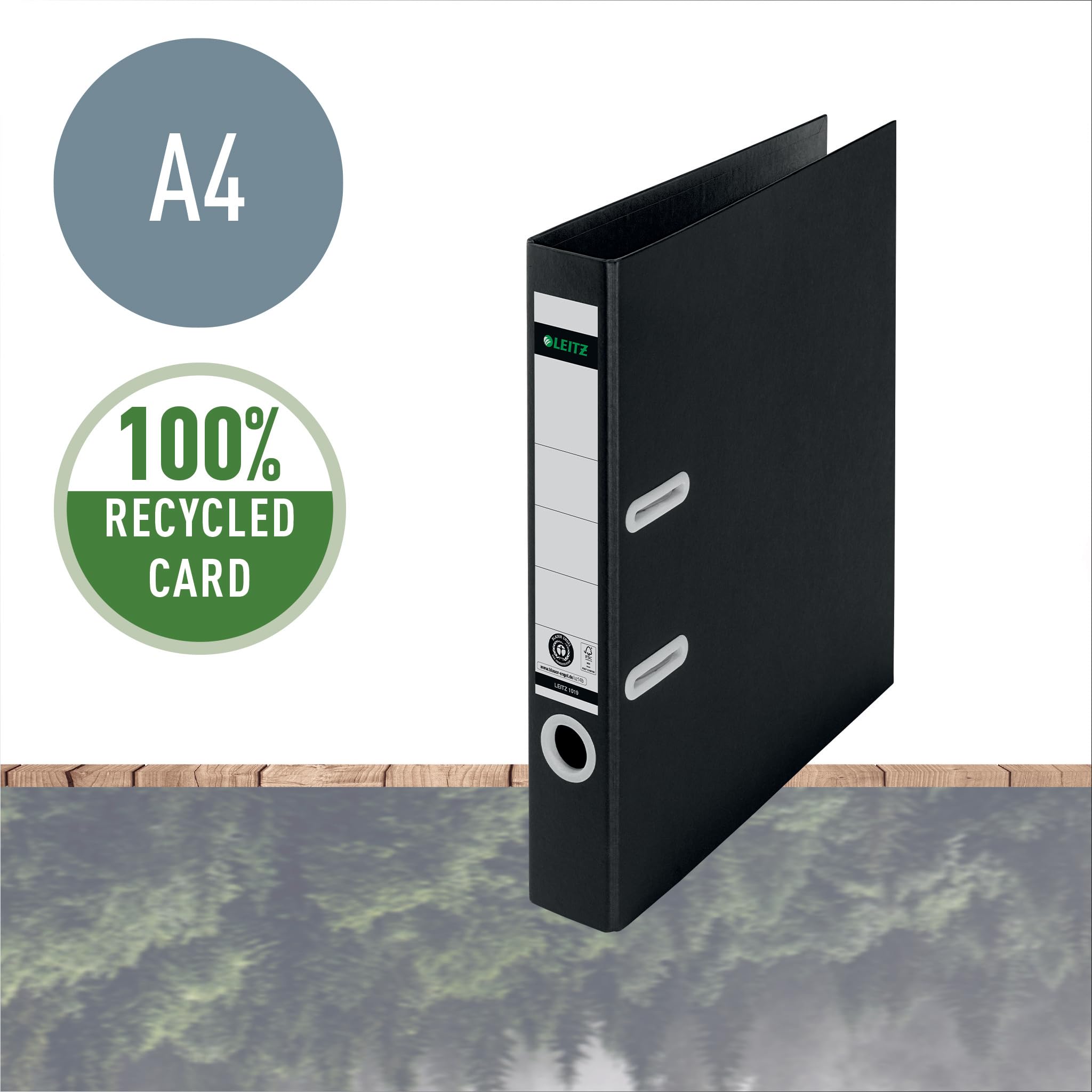 Leitz 180 - Archivador de palanca reciclado, A4, negro, 10 unidades