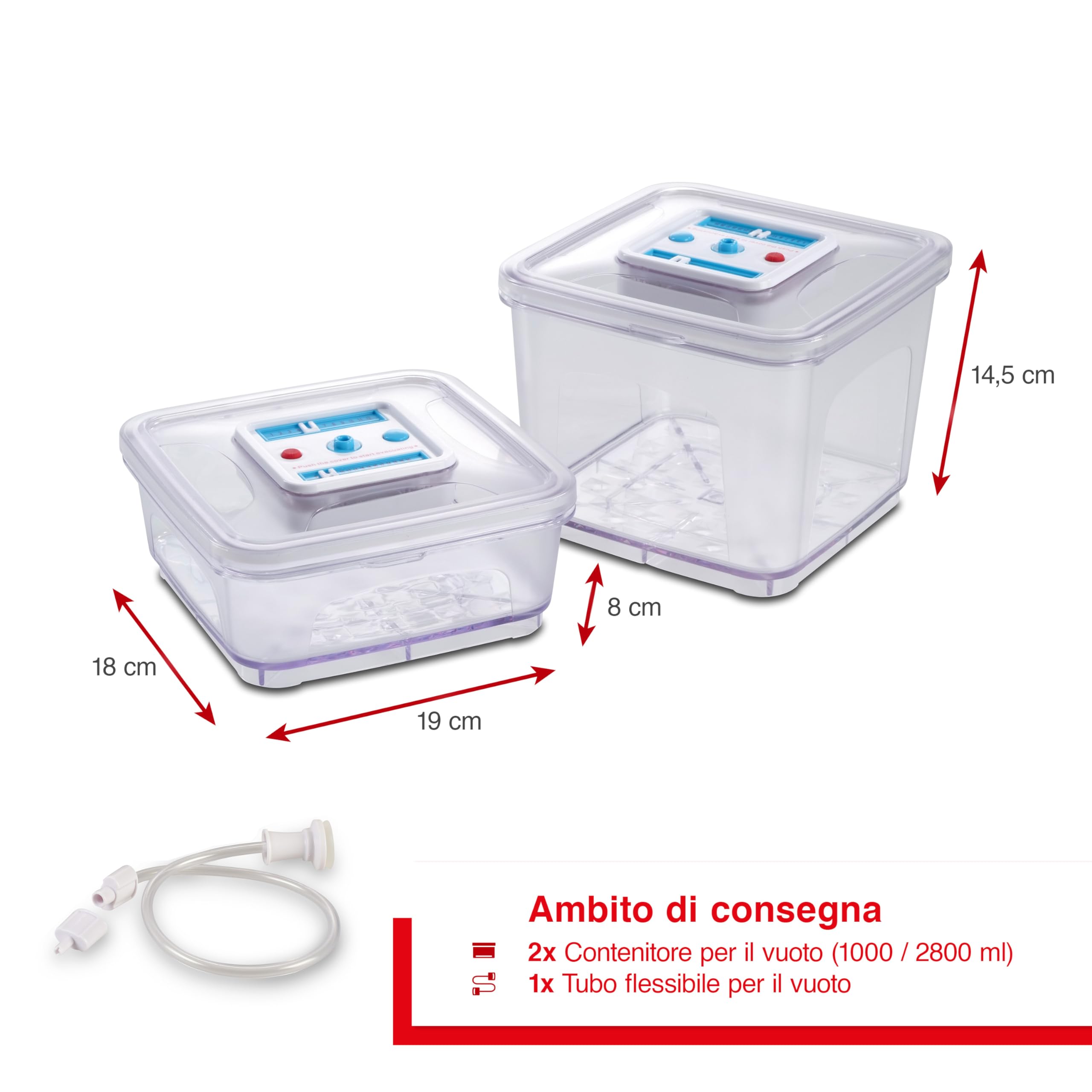 Solis 922.79 Set Recipienti Rettangolari per Sottovuoto, Plastica, Trasparente, 20.4x19x18.7 cm, 2 unità