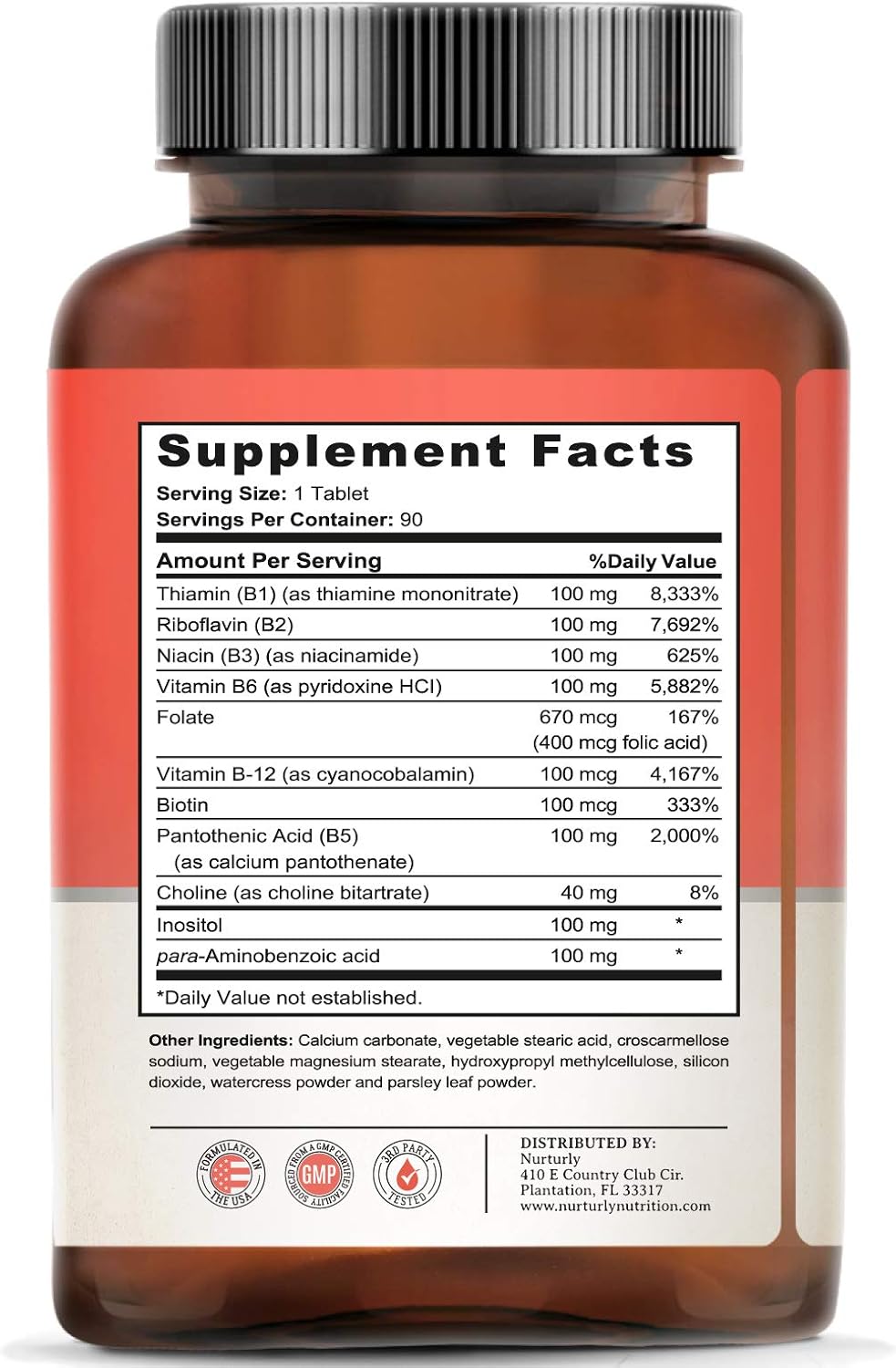 Vitamin B Complex - Contains All Essential B Vitamins Including B1, B2, B3, B5, B6, B7, B9, B12 and Biotin – Super B Complex Vitamins for Energy, Immunity and Mood Support – 90 Tablets : Health & Household