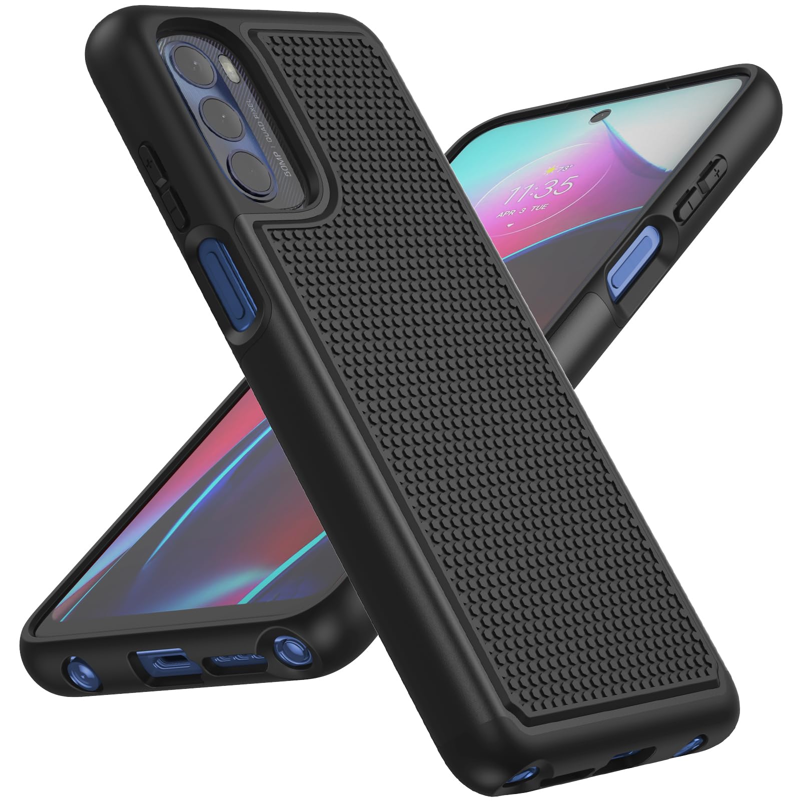 BNIUT for Motorola Moto G-Stylus 2022 Case: Dual Layer Protective Heavy Duty Cell Phone Cover Shockproof Rugged with Non Slip Textured Back - Military Protection Bumper Tough (Matte Black)