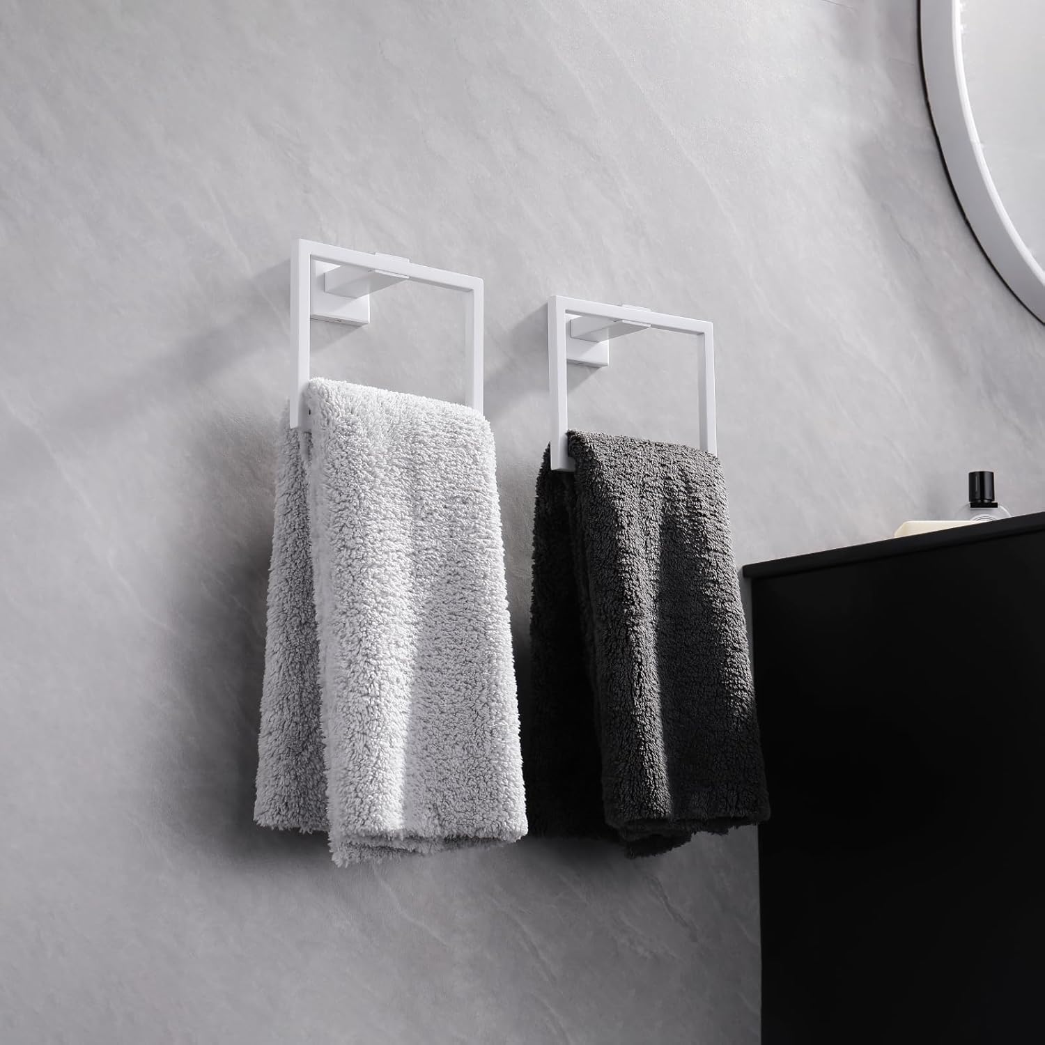 GERZWY Bathroom Towel Ring Stainless Steel Hand Towel Holder for Bath Kitchen Wall Mounted, White