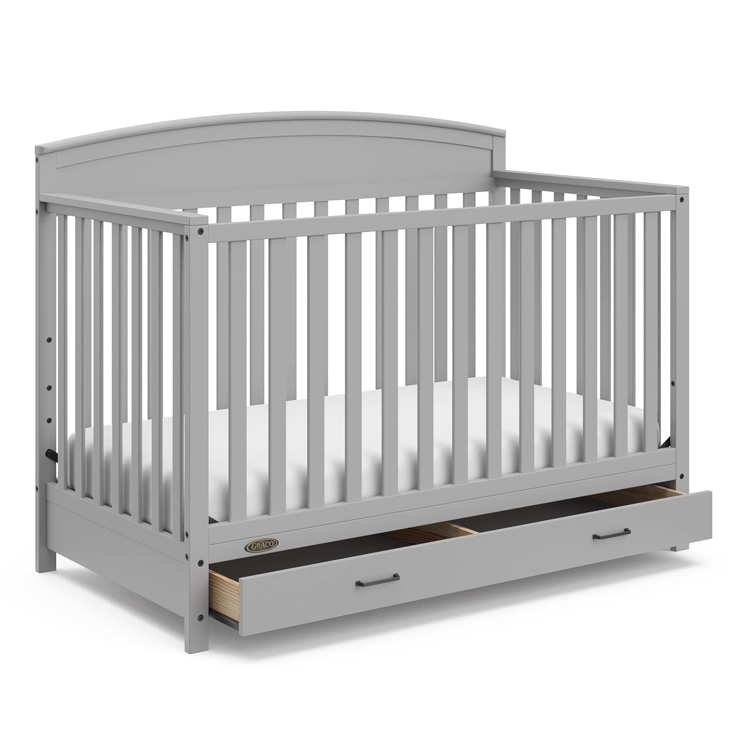 Graco Benton 5in1 Convertible Crib with Drawer (Pebble Gray) Converts from Baby