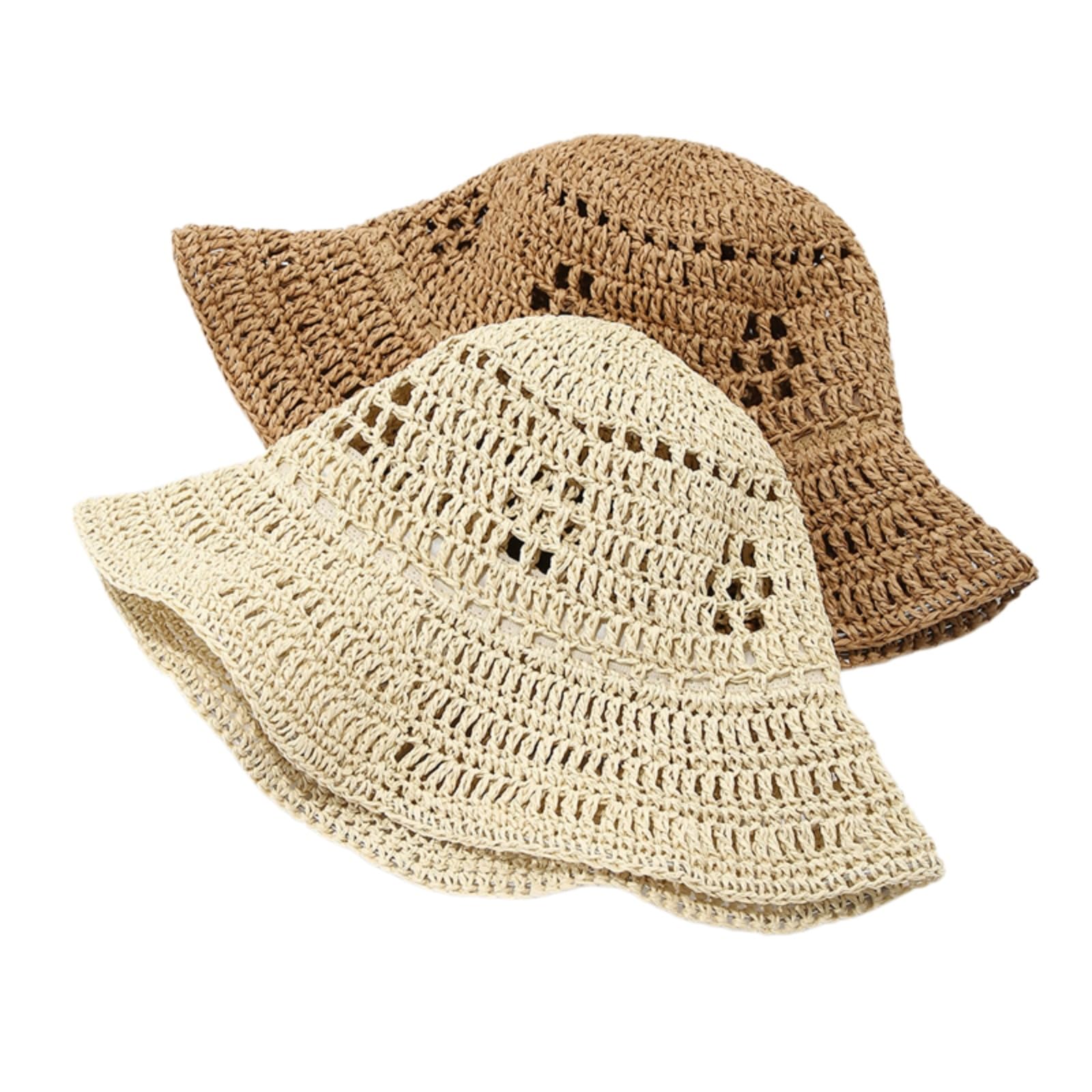 Cappellino da Baseball,Cappello Pescatore Cappello A Secchio di Paglia Leggero per Le Donne, Ombrello All'aperto Bordo Ampio Traspirante Vacanze Viaggio-2-56-58cm