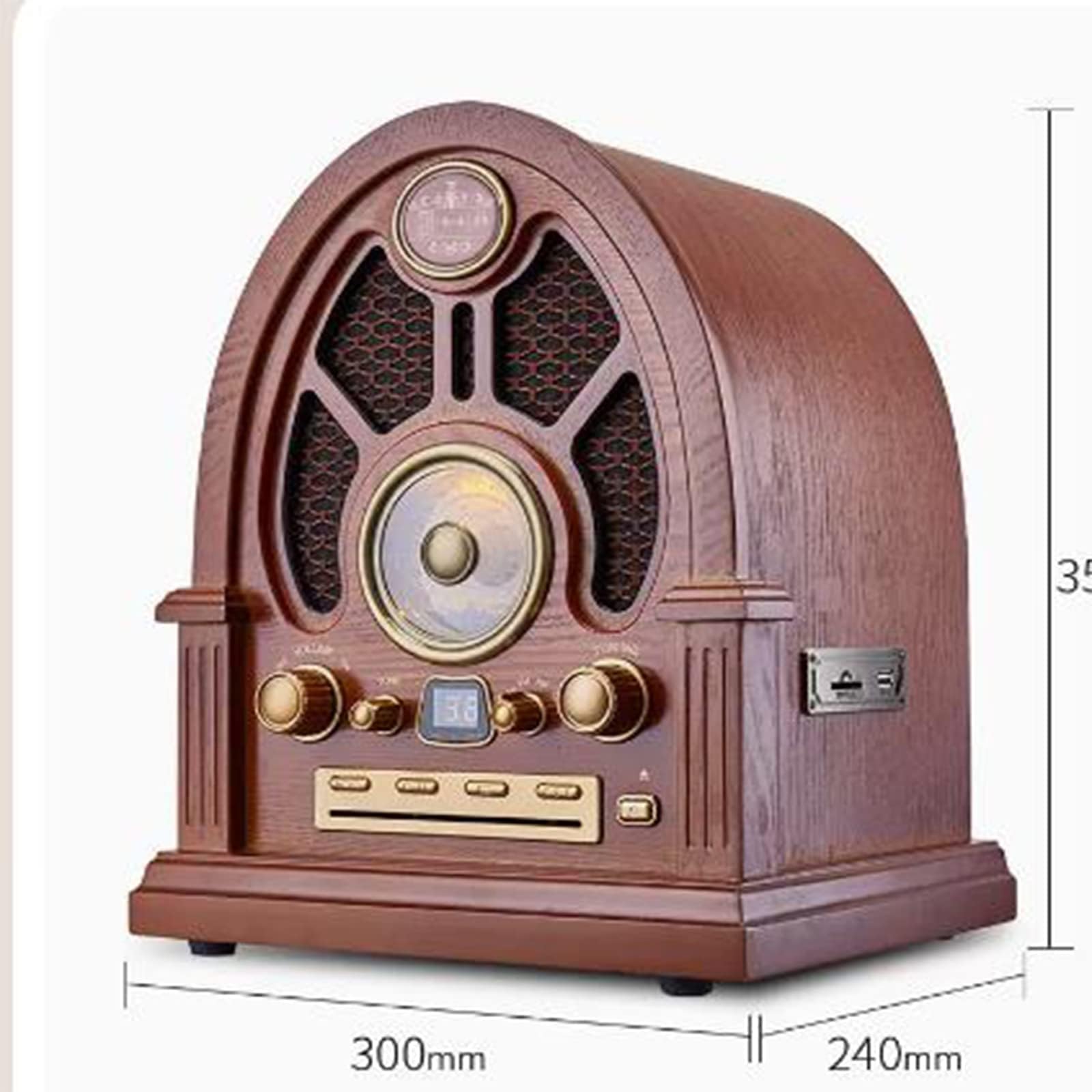 Lettore CD portatile con altoparlante Bluetooth in legno retrò, radio FM/AM, AUX, USB, SD e MMC, riproduzione di schede per anziani e bambini