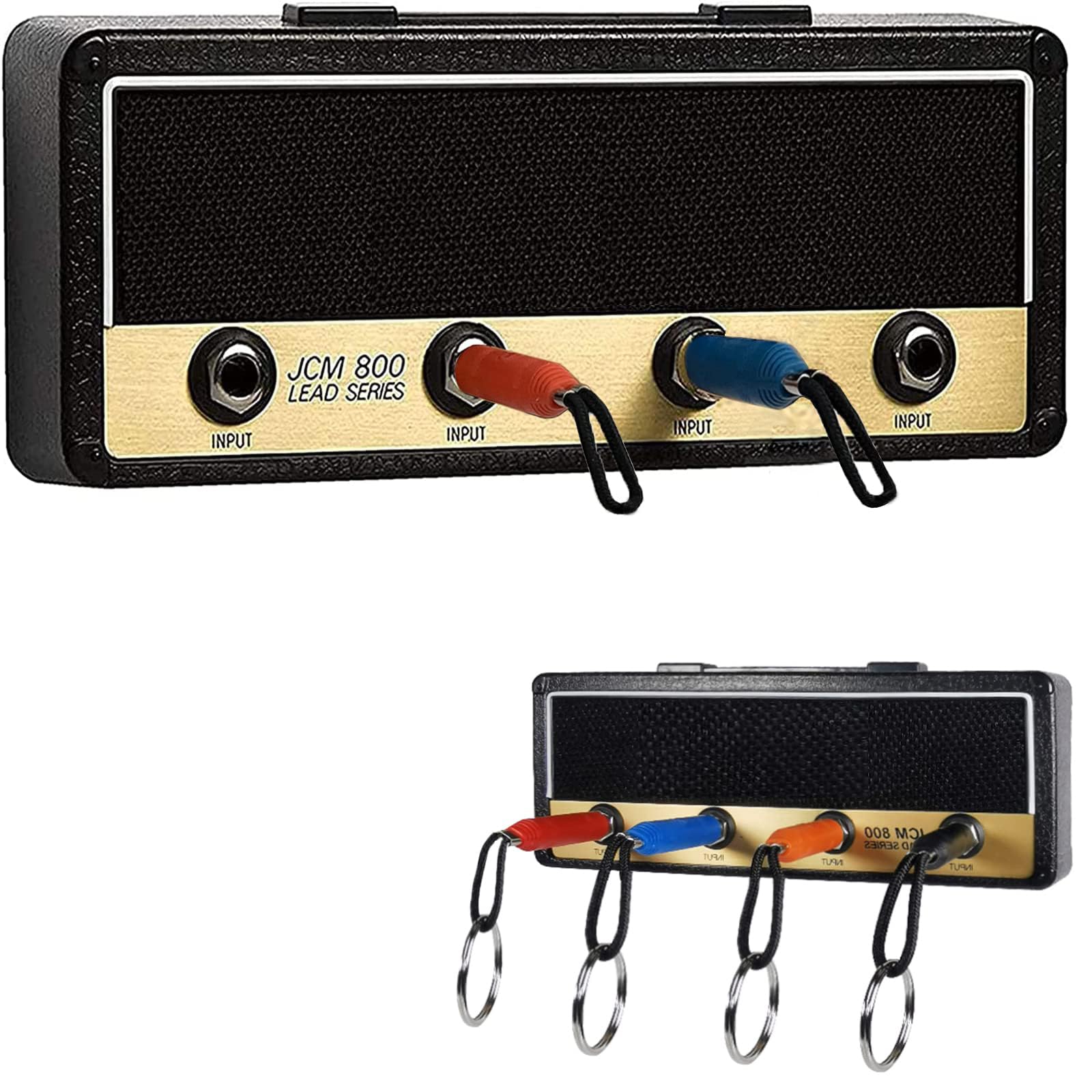 MYSHELLKey Holder for Wall, JCM800 Standard Key Rack, Amp Key Holder with 4 Plug Key Rings, Perfect for Key Organiser, Home Decor, Gift, A - Black Key Holder Kit