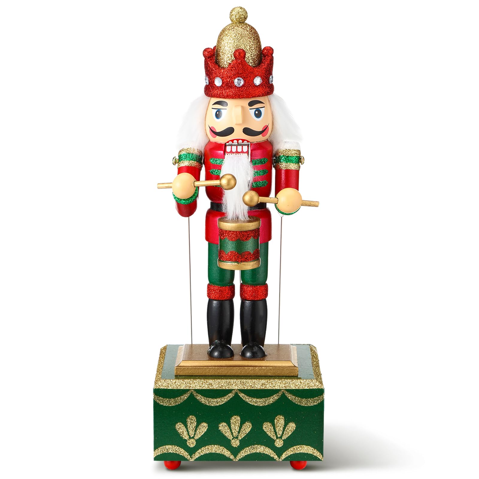 Jetec Boîte à musique casse-noisette en bois faite à la main - Figurine casse-noisette de Noël à remonter - Boîte à musique de Noël pour cadeau de décoration d'intérieur (style roman)