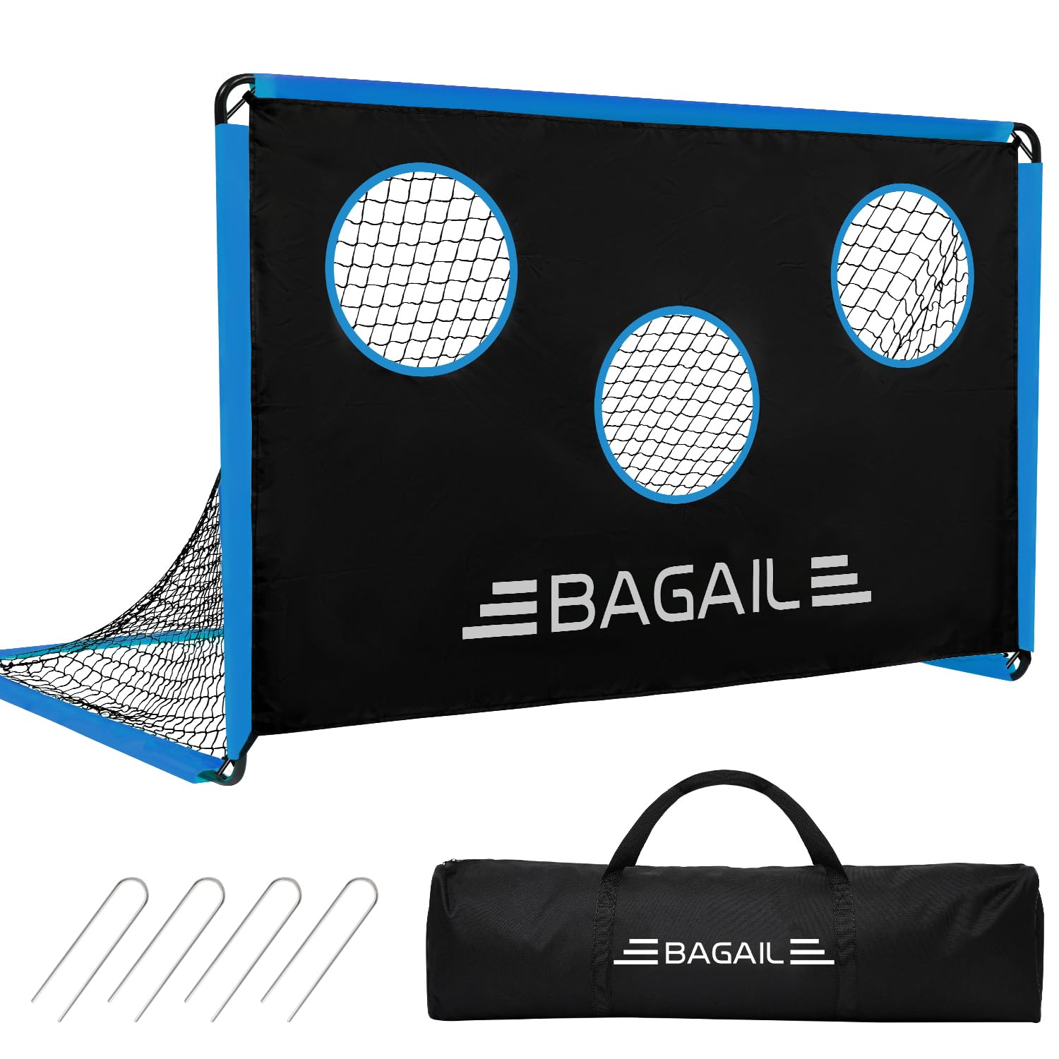 BAGAIL Portería fútbol Mejorada con Diana, diseño 2en1, Incluye Bolsa de Transporte, fácil Montaje, Ideal para Entrenamiento de Tiro y Partidos, 180x120cm