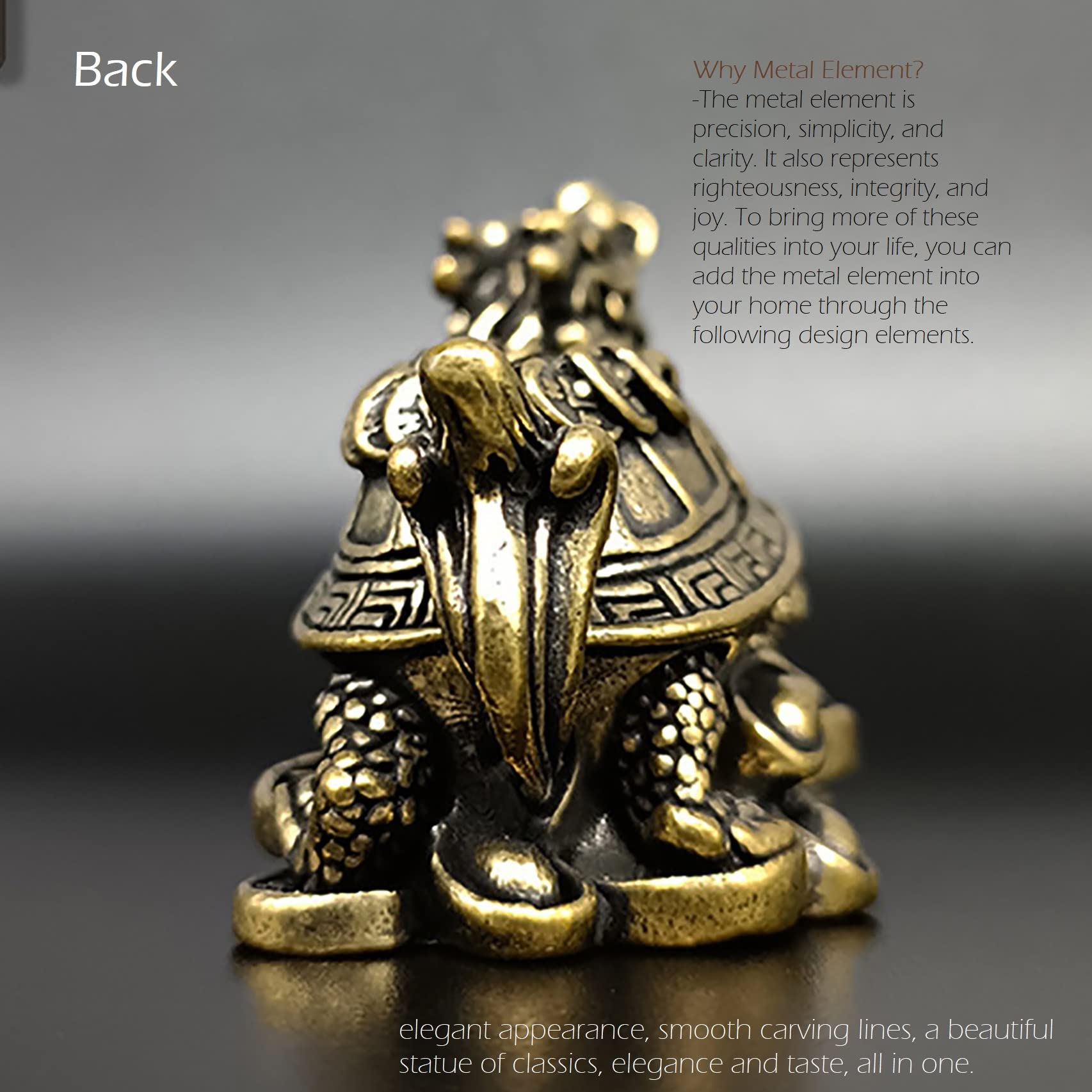 Amazon.co.jp: 真鍮製像 風水 龍 亀 富の像 亀がインゴットを踏む守護